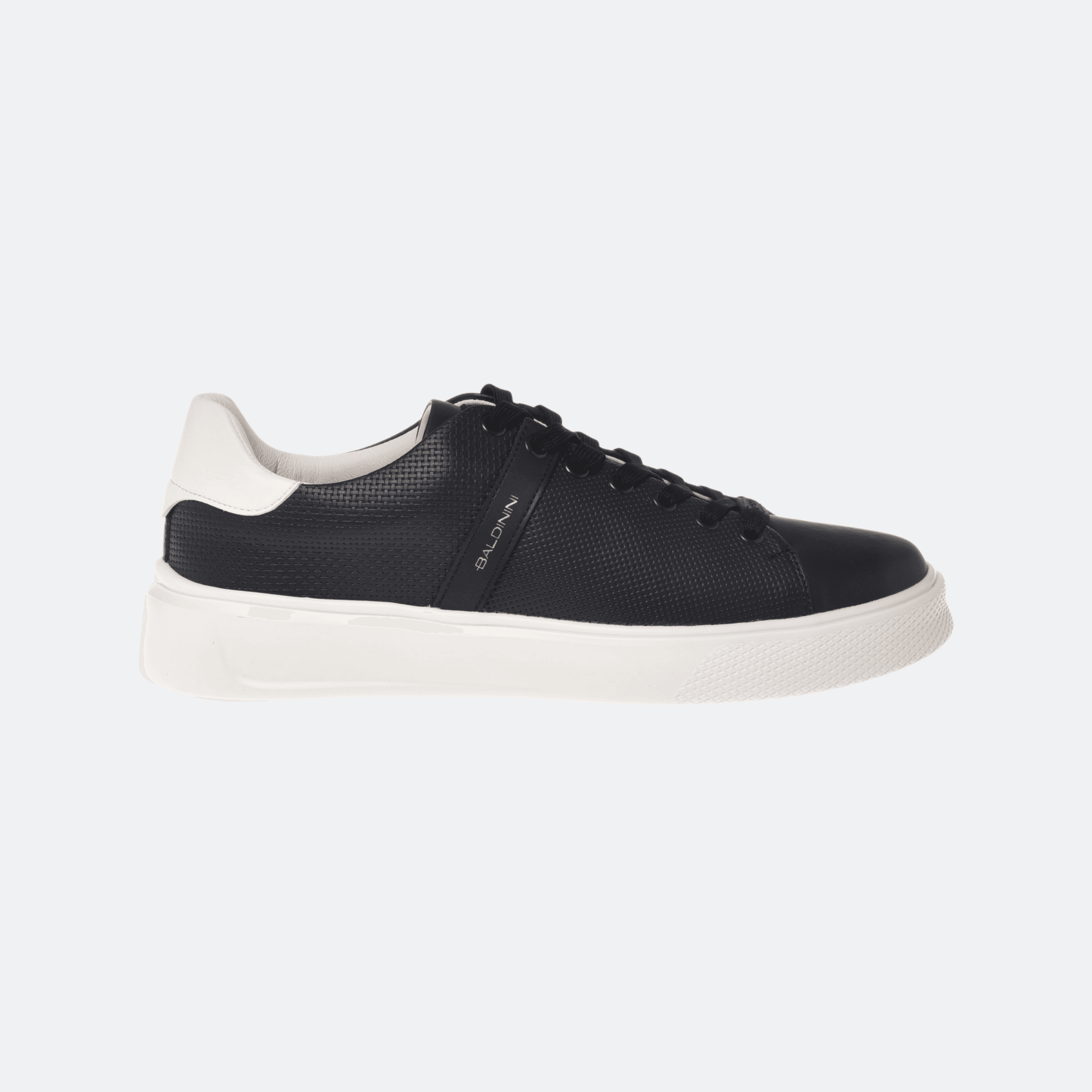 Baldinini Perforated Leather Sneakers for Men - Navy Blue/White