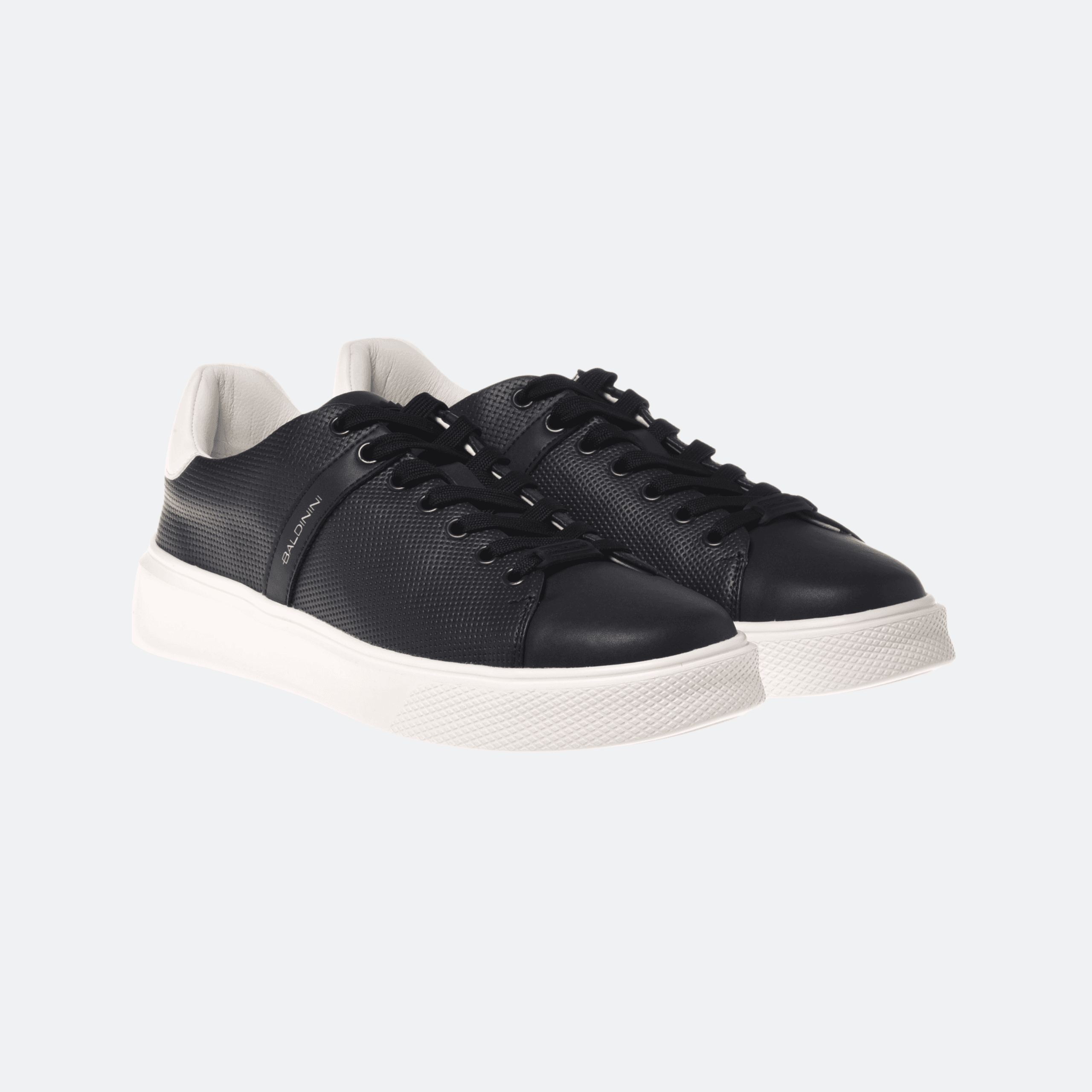Baldinini Perforated Leather Sneakers for Men - Navy Blue/White alternate
