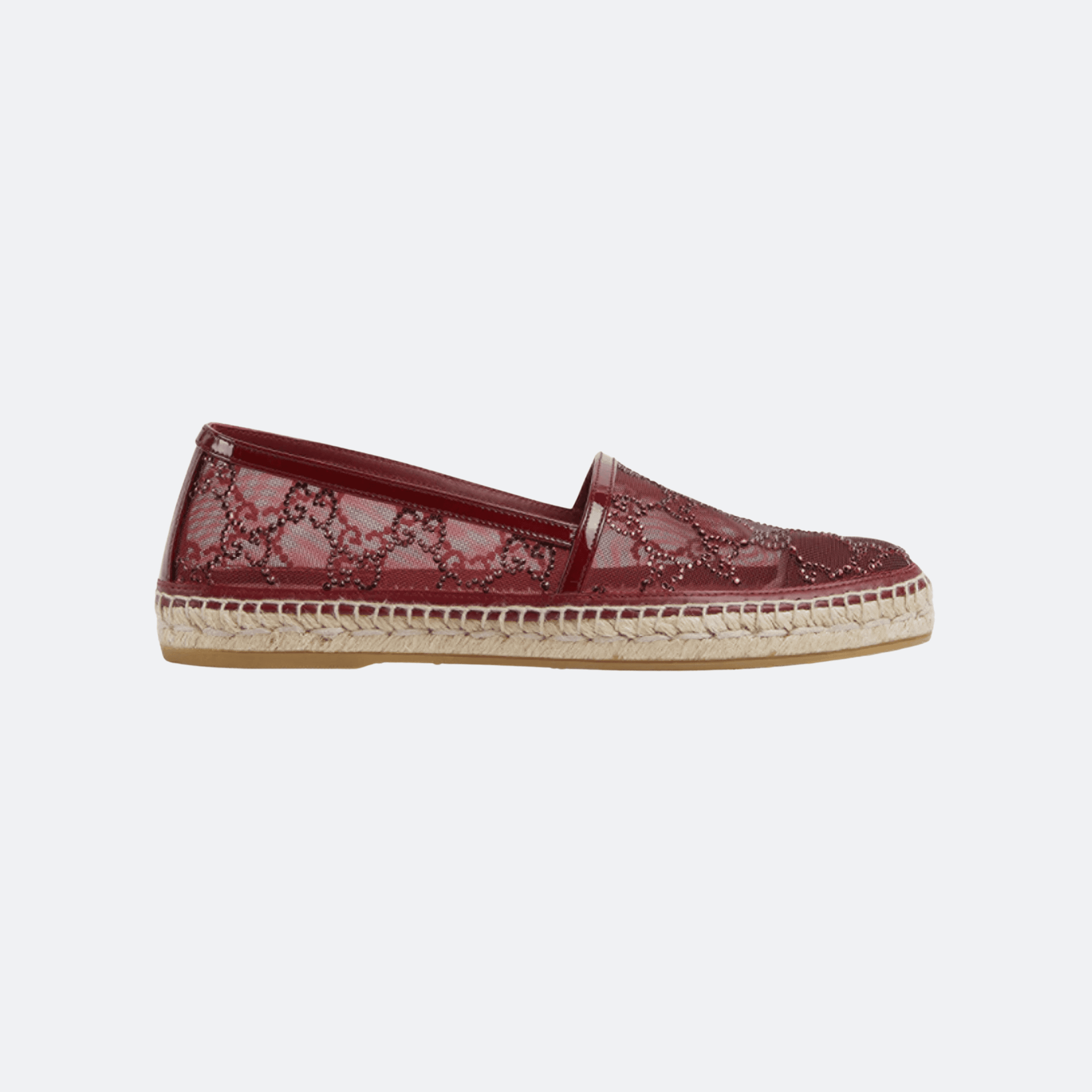 Gucci GG Crystal Embellished Espadrille Flats - Red