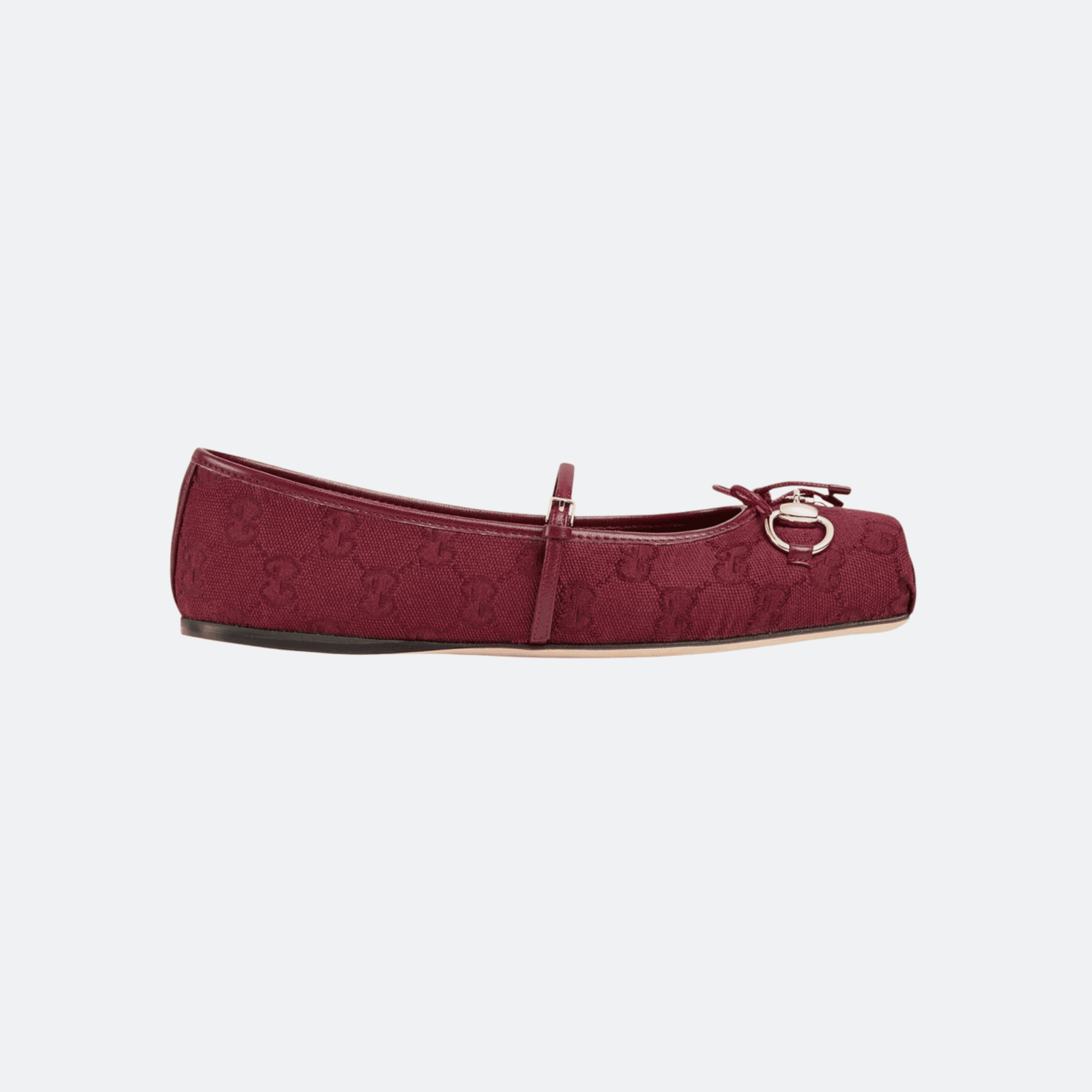 Gucci Horsebit GG Canvas Ballet Flat Shoes - Burgundy