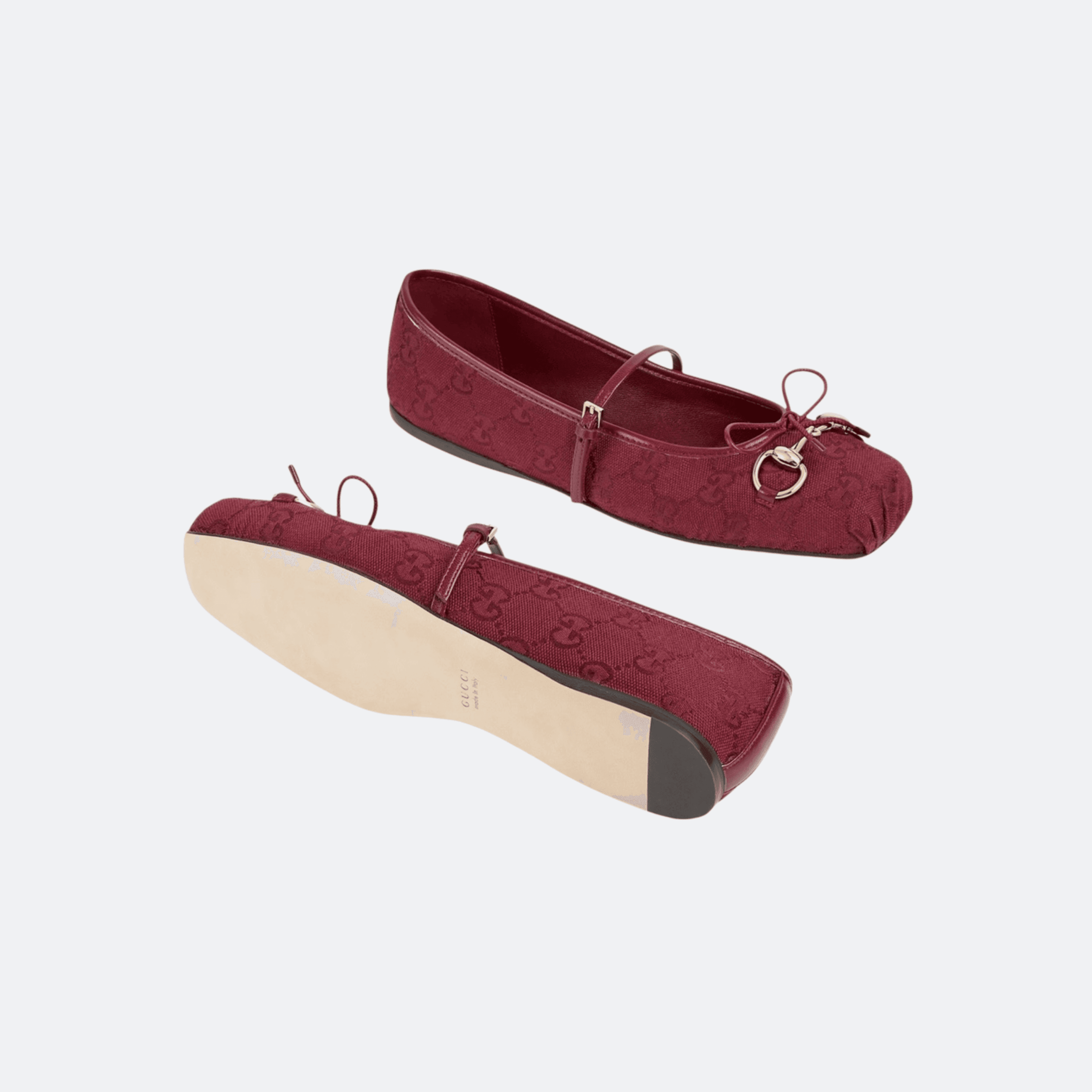 Gucci Horsebit GG Canvas Ballet Flat Shoes - Burgundy alternate