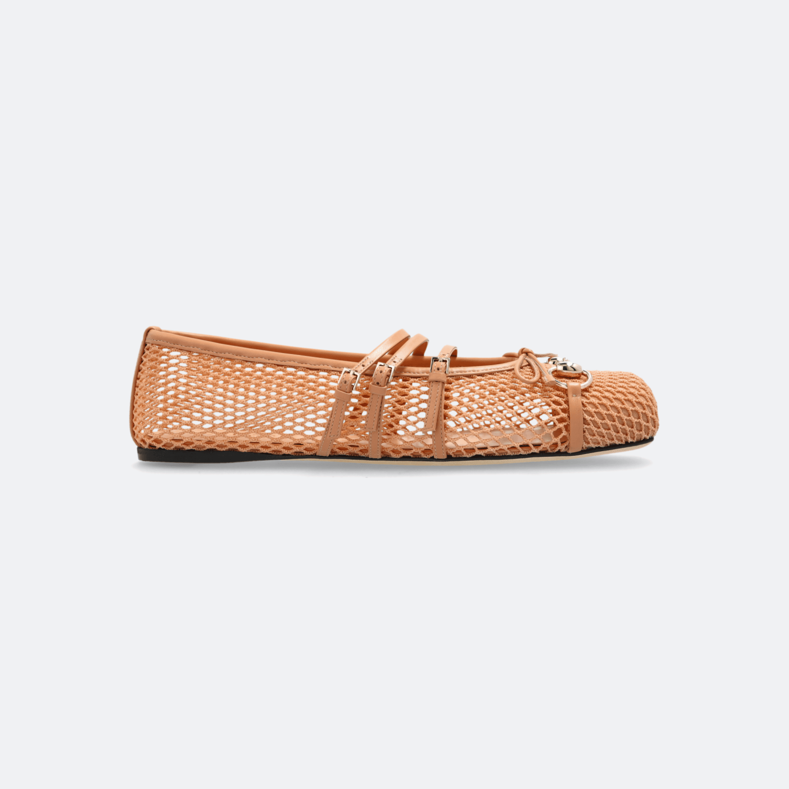 Gucci Horsebit Mesh Ballet Flat Shoes - Beige