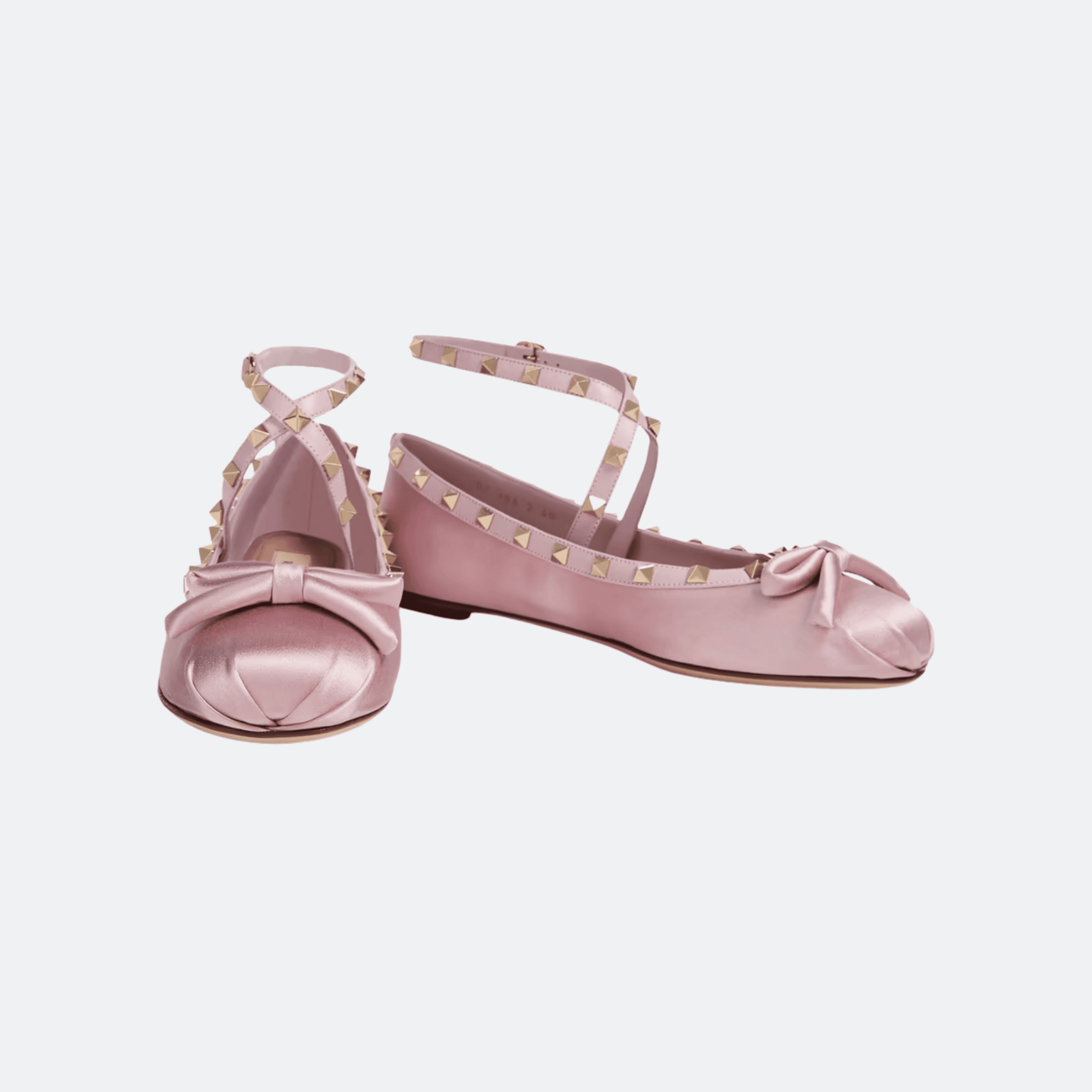 Valentino Garavani Rockstud Satin Ballerina With Tone-On-Tone Studs – Powder Pink alternate