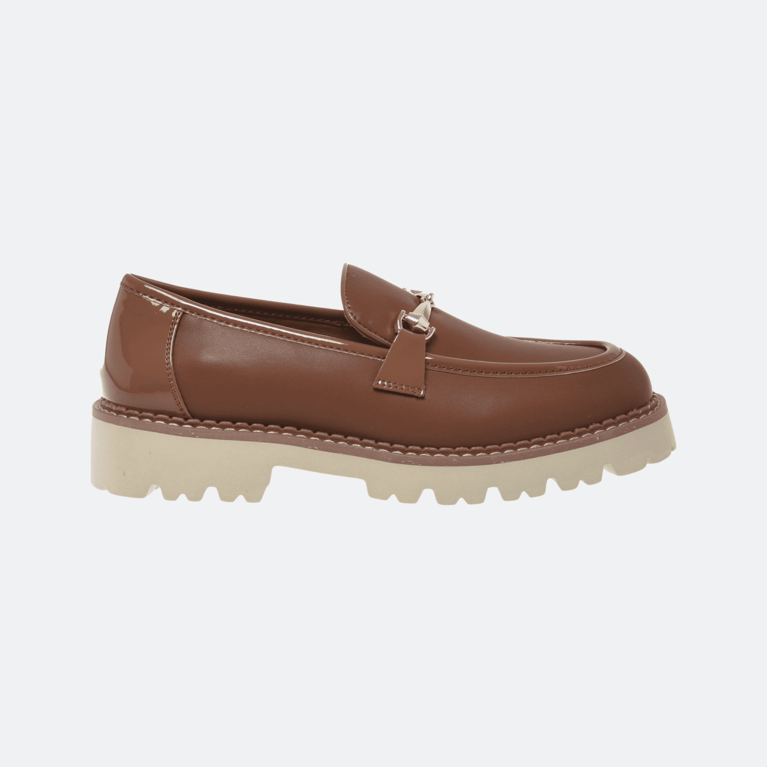 Baldinini Leather And Patent Leather Loafers For Women - Brown