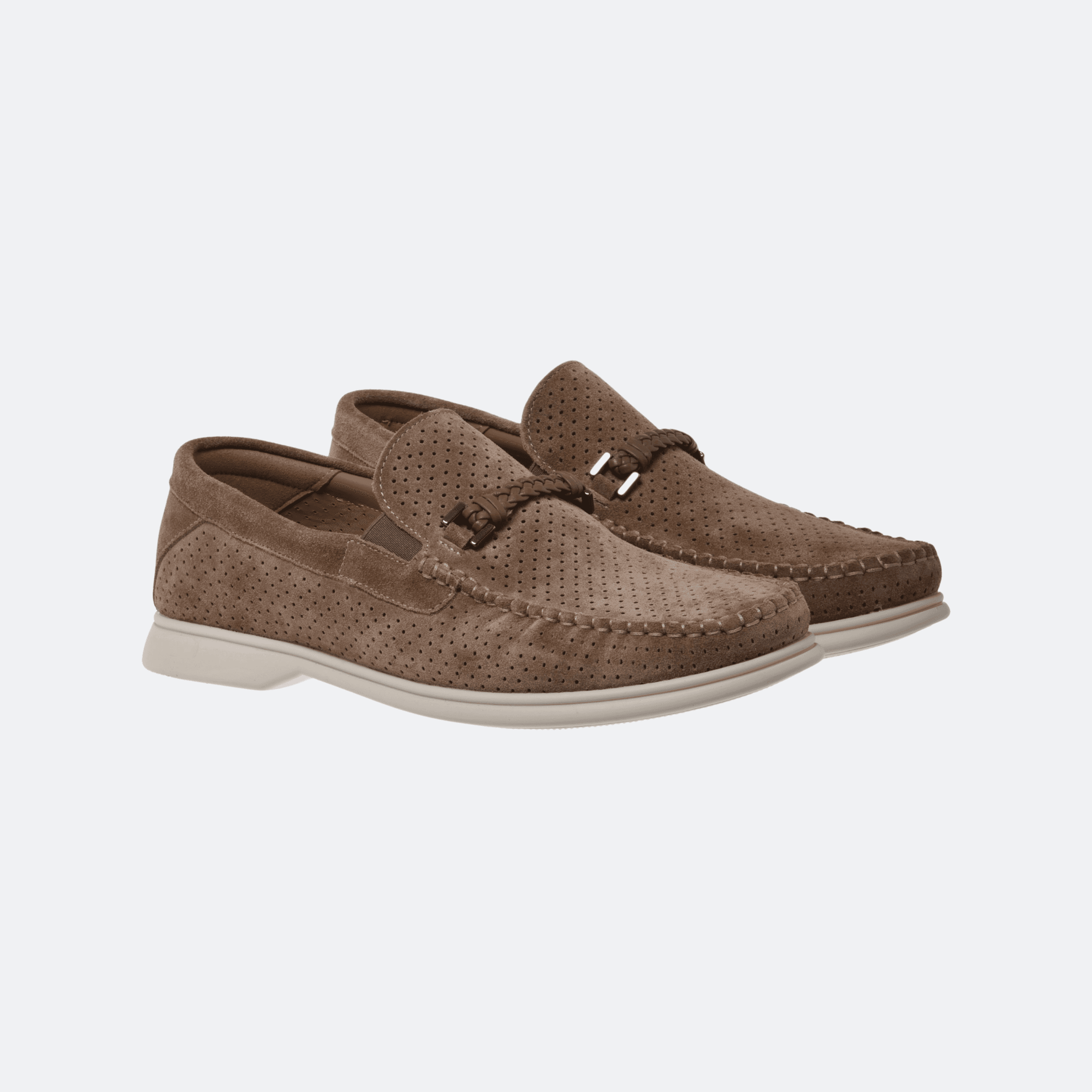 Baldinini Mocassino in Pelle Scamosciata Traforata for Men - Taupe alternate