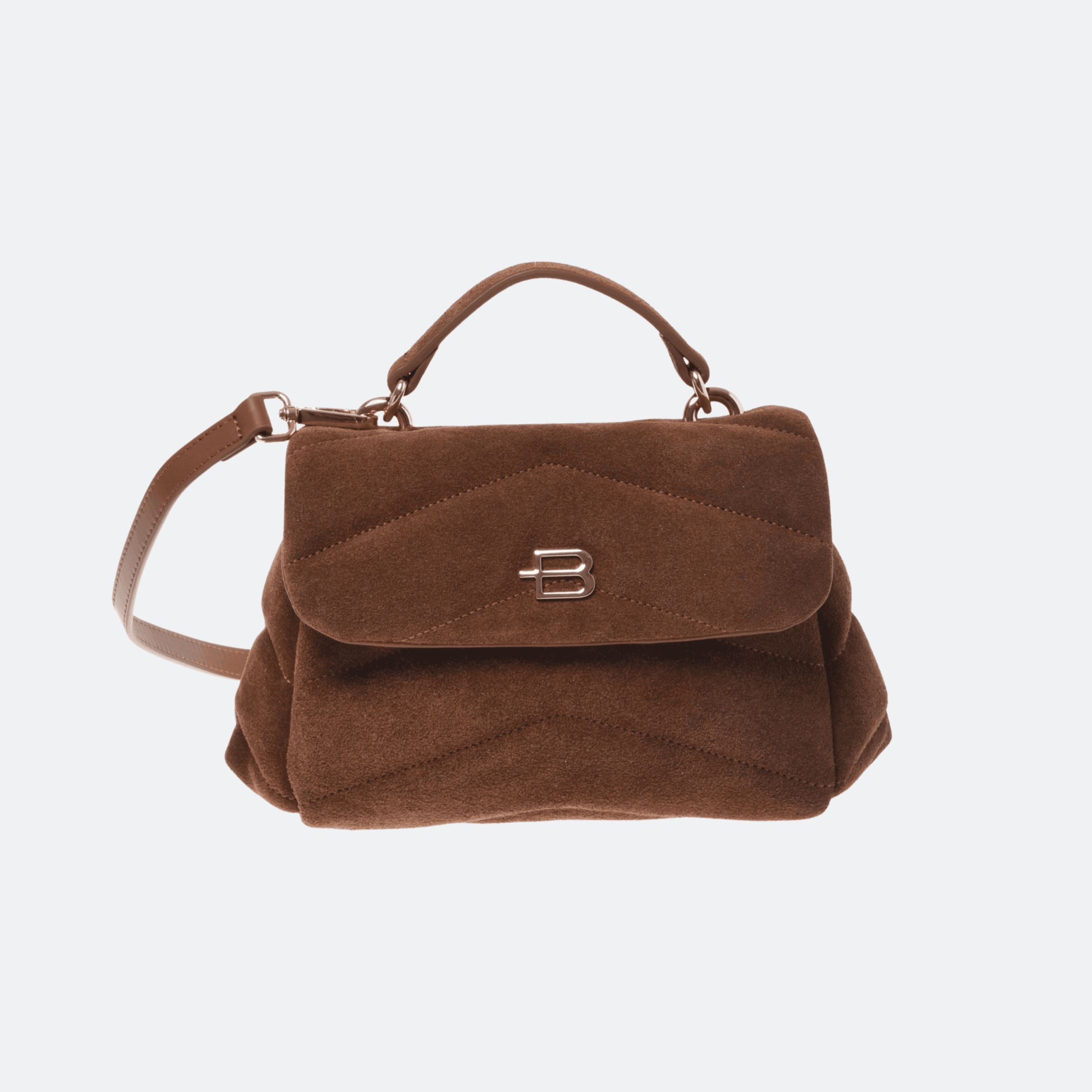 Baldinini Quilted Suede Leather Crossbody Bag For Women - Brown