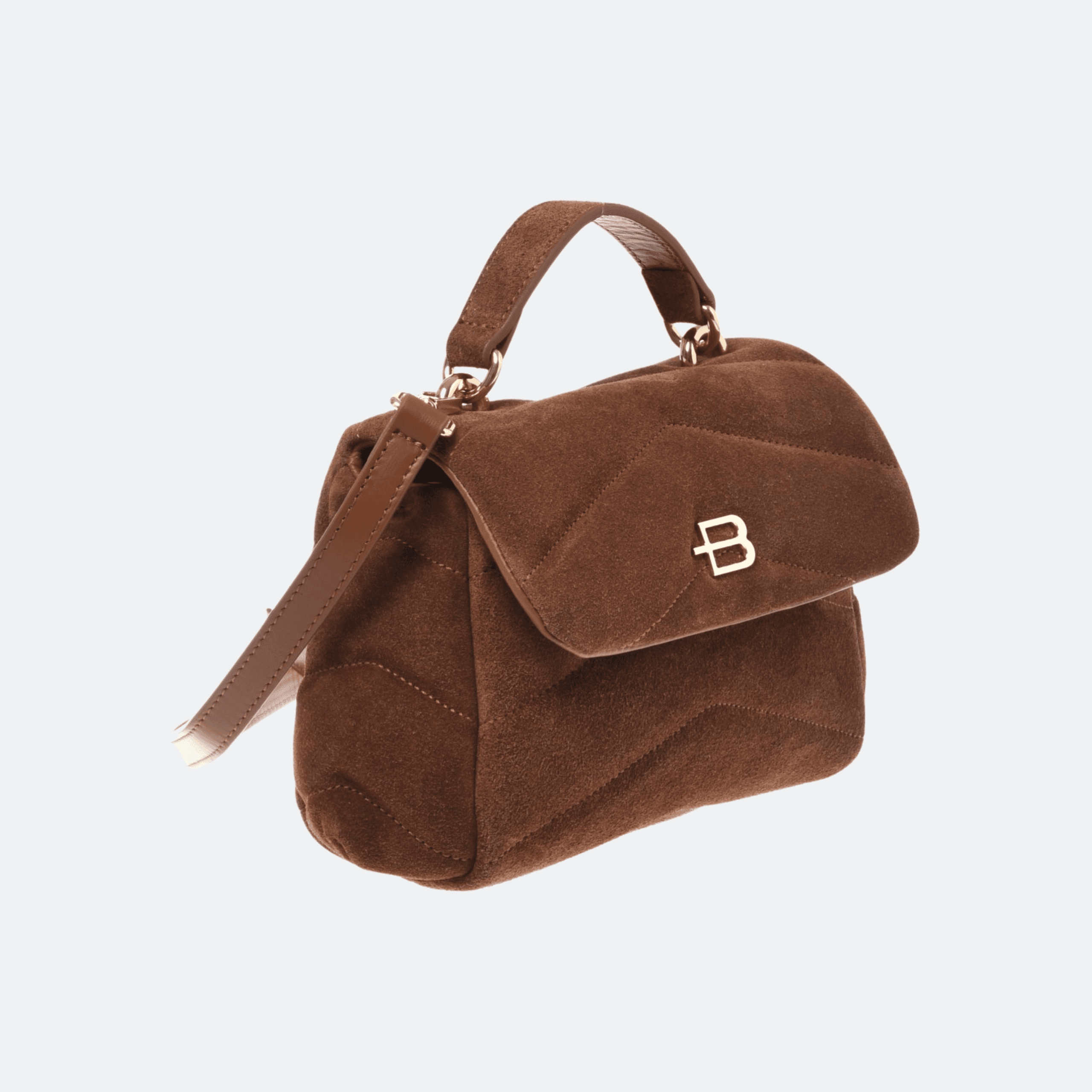 Baldinini Quilted Suede Leather Crossbody Bag For Women - Brown alternate