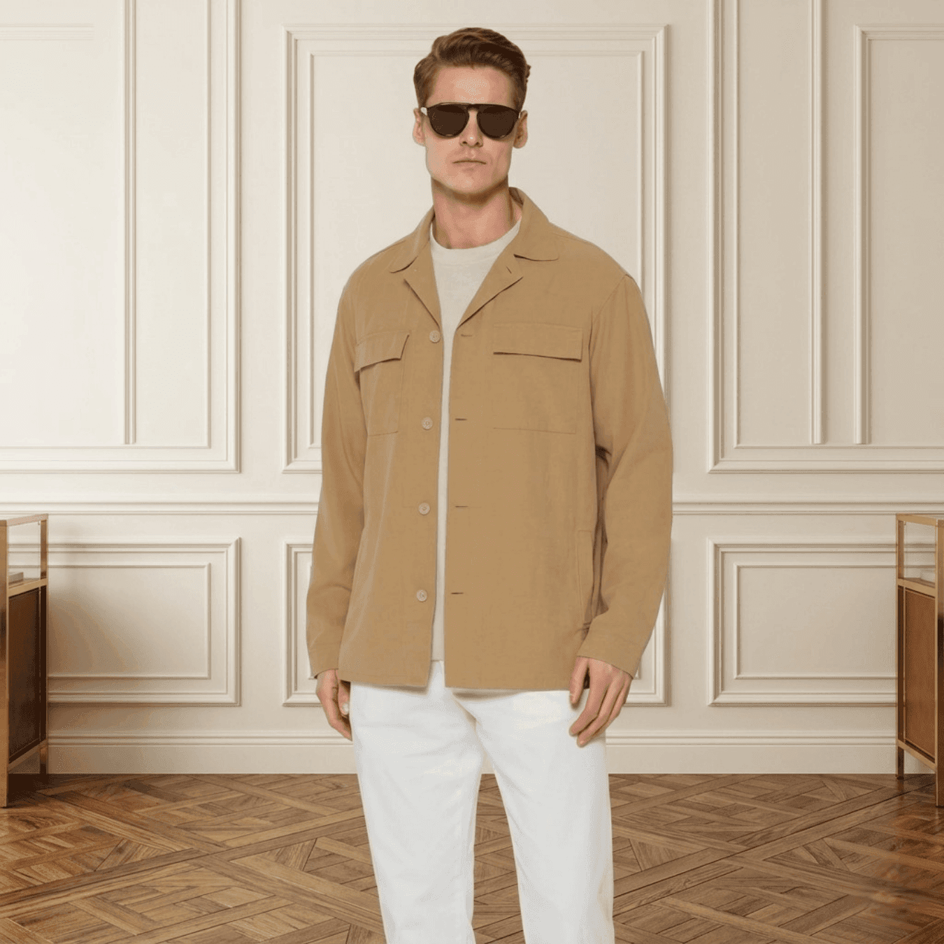 Boggi Milano Cotton Overshirt Jacket - Camel alternate