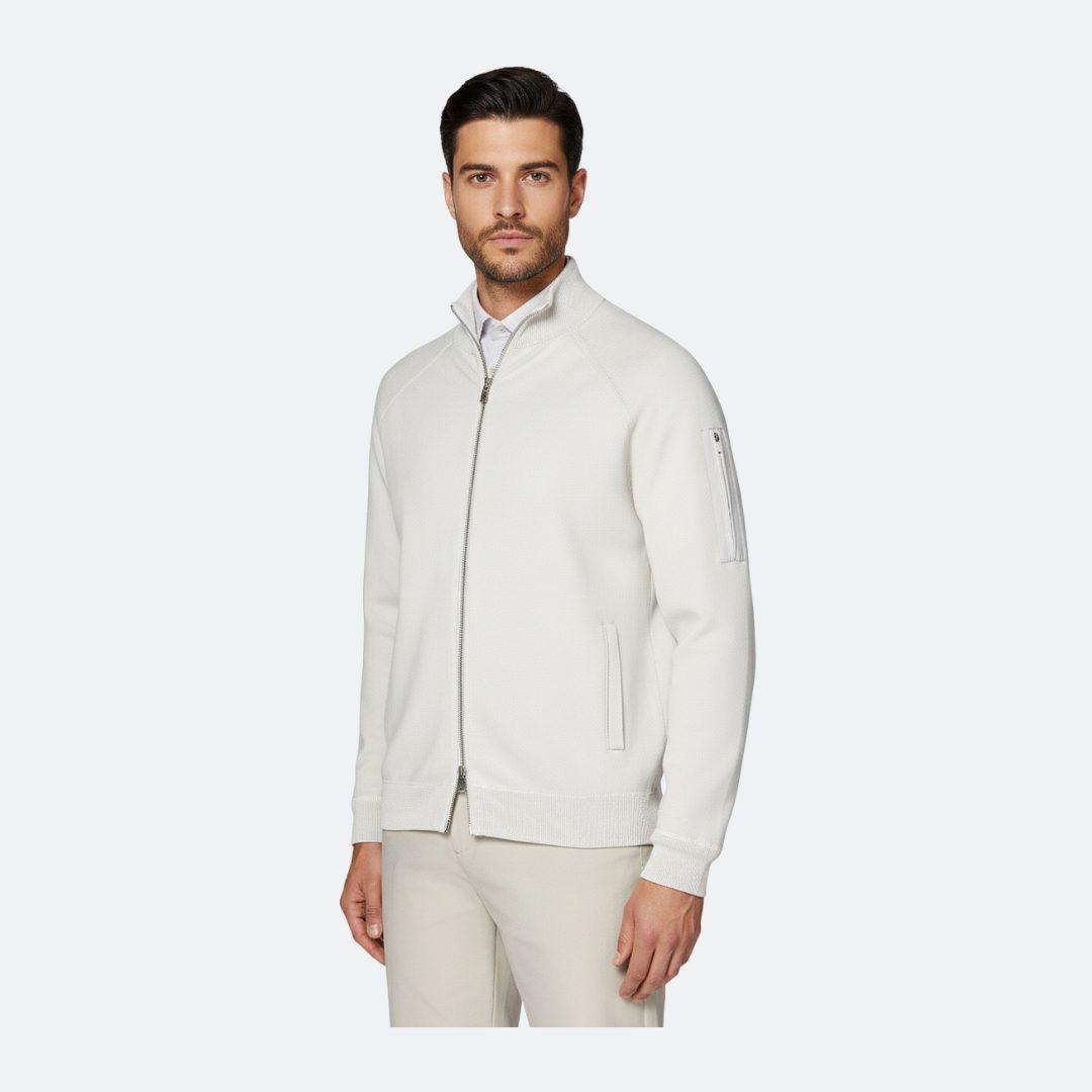 Boggi Milano Grey Full Zip Sweatshirt in Technical Cotton alternate