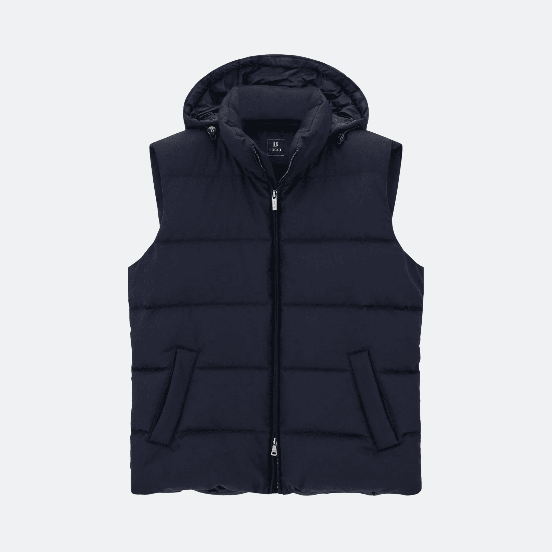 Boggi Milano Hooded Padded Flannel Vest For Men - Navy Blue alternate