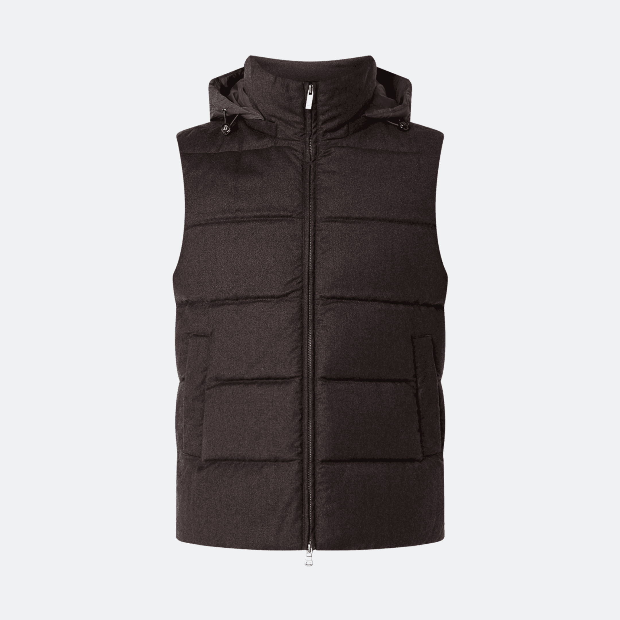 Boggi Milano Hooded Padded Flannel Vest For Men - Brown alternate