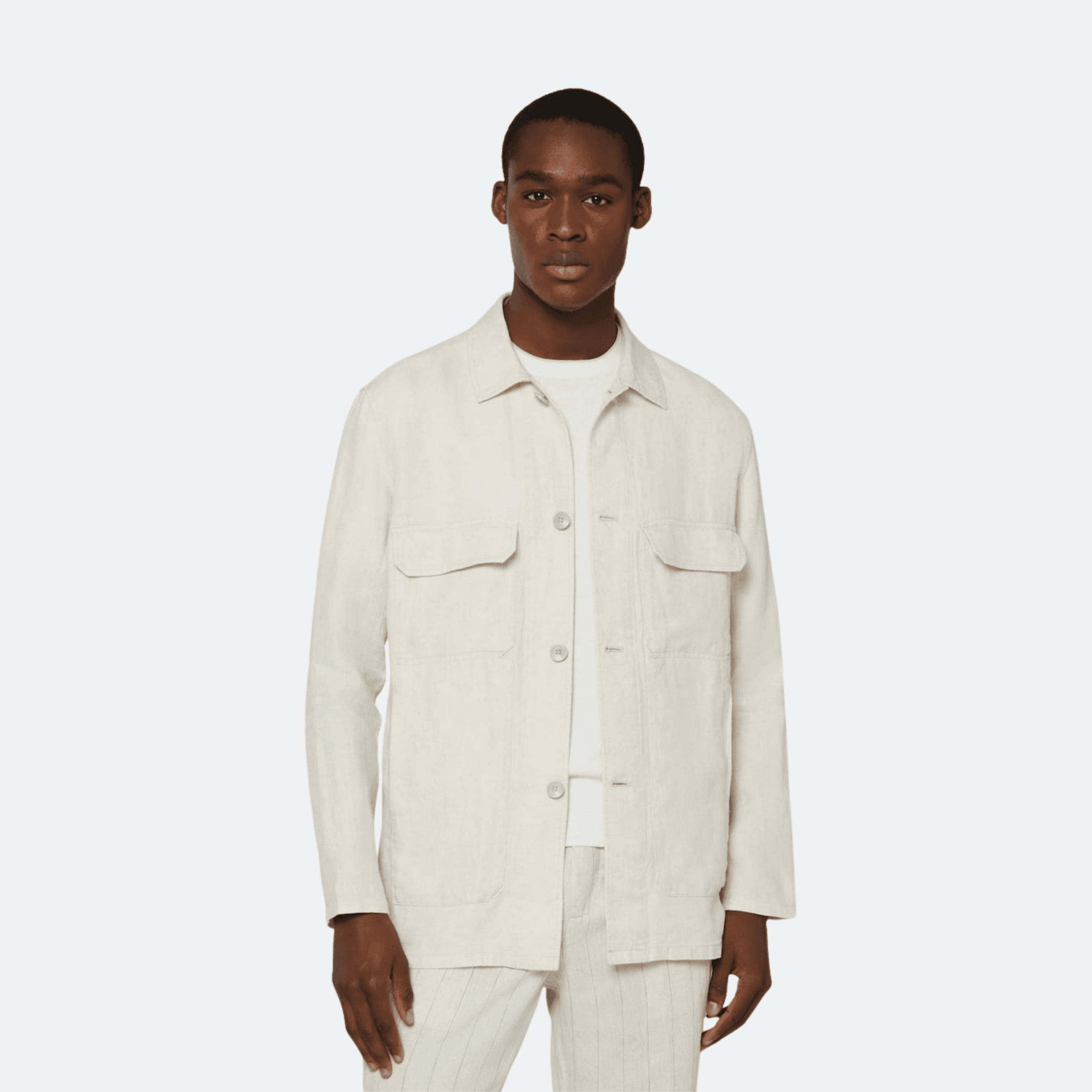 Boggi Milano Linen Blend Jacket For Men - Ivory