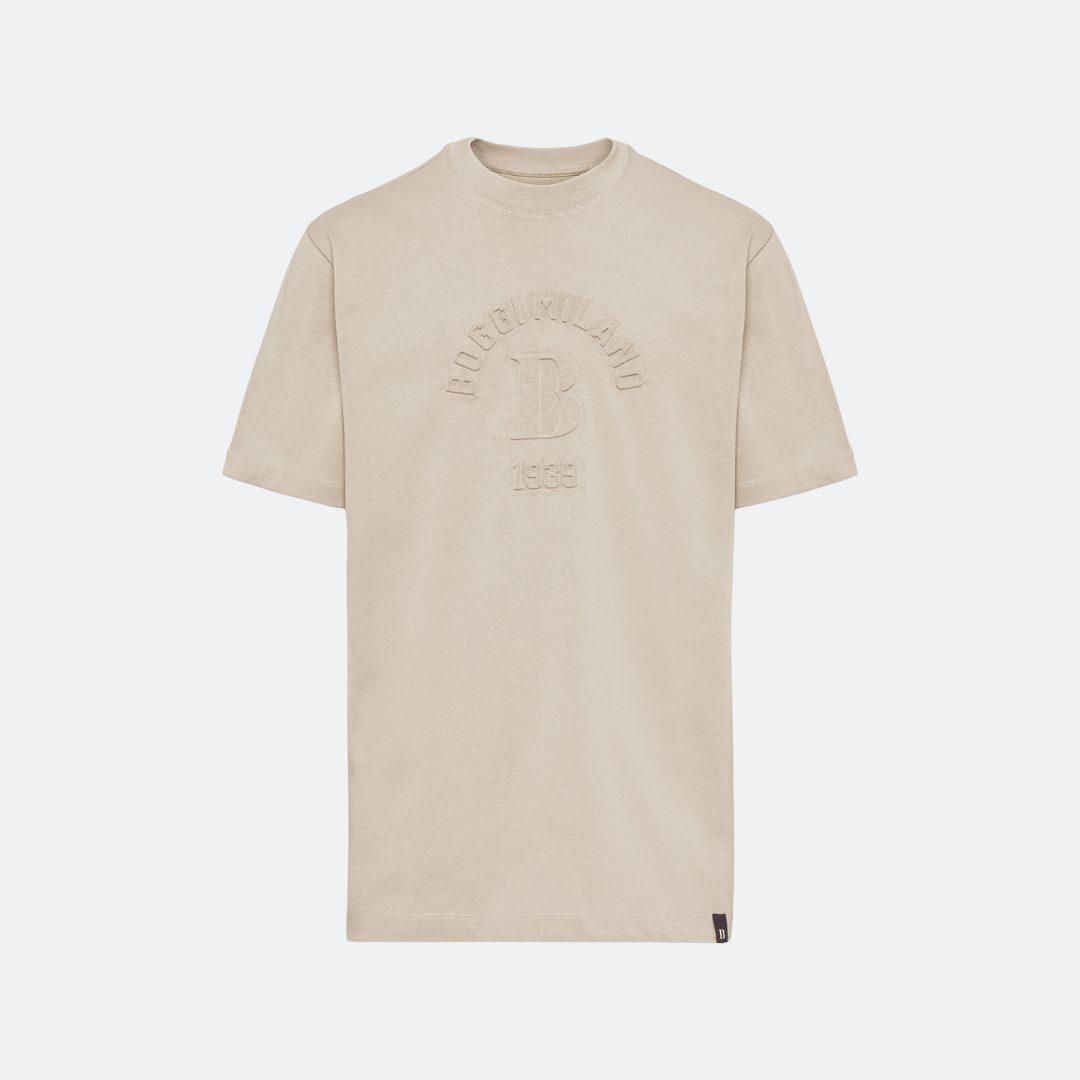 Boggi Milano Taupe Organic Cotton Blend T-Shirt