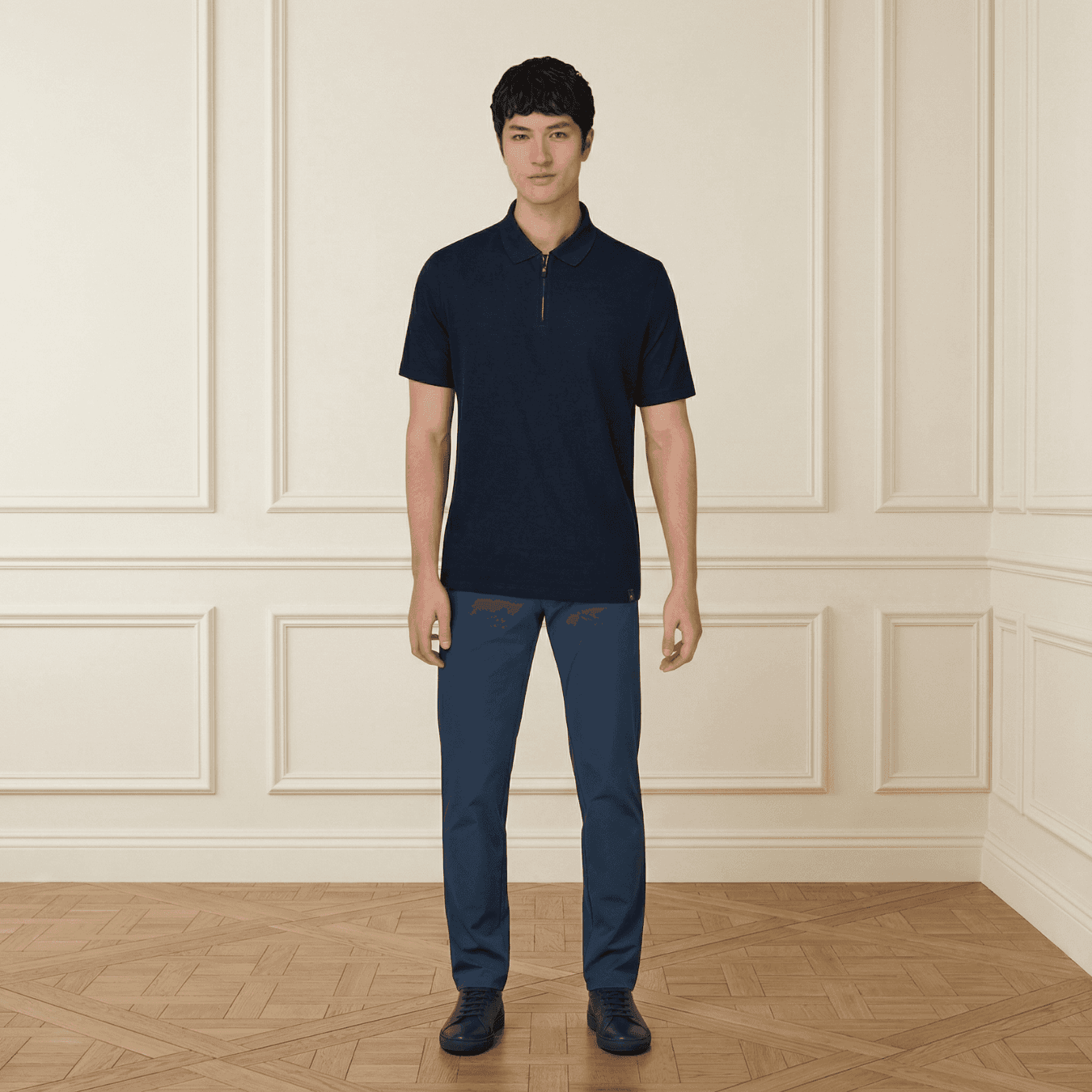 Boggi Milano Zip Polo Shirt - Navy Blue (M-In Stock) alternate