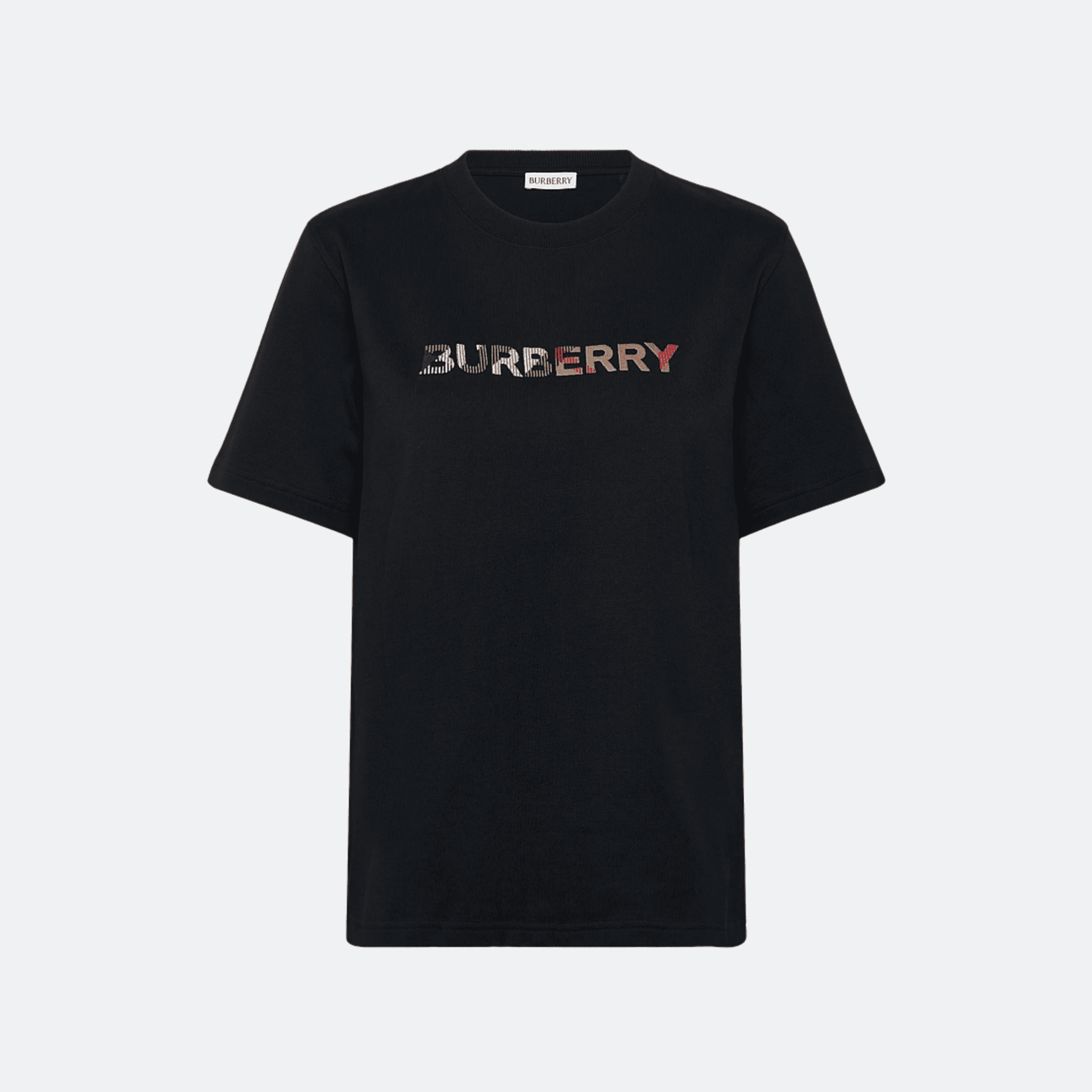Burberry Embroidered Logo T-Shirt for Women - Black