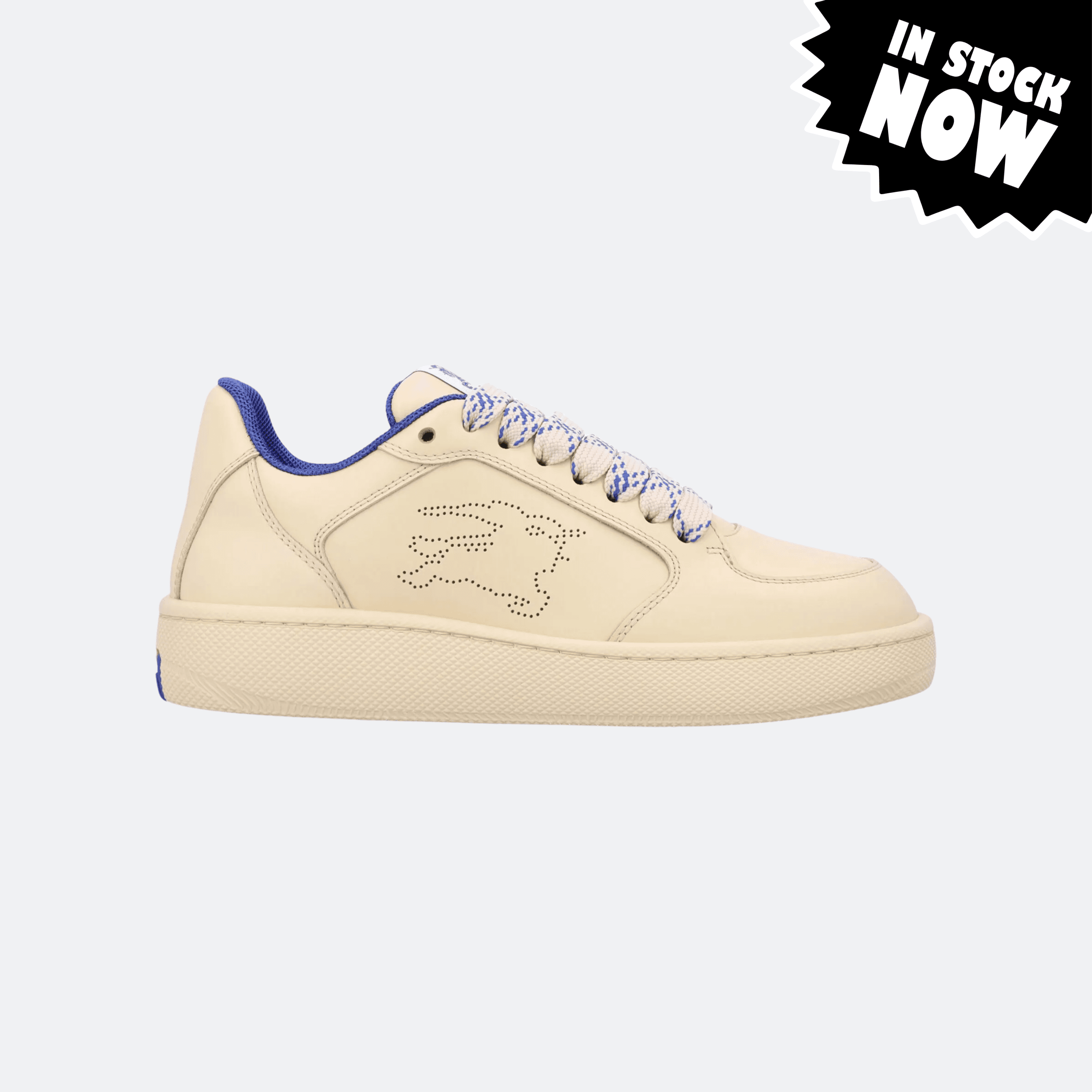 Burberry Equestrian Knight Vanilla Color Leather Sneakers for Women (38 - In Stock)