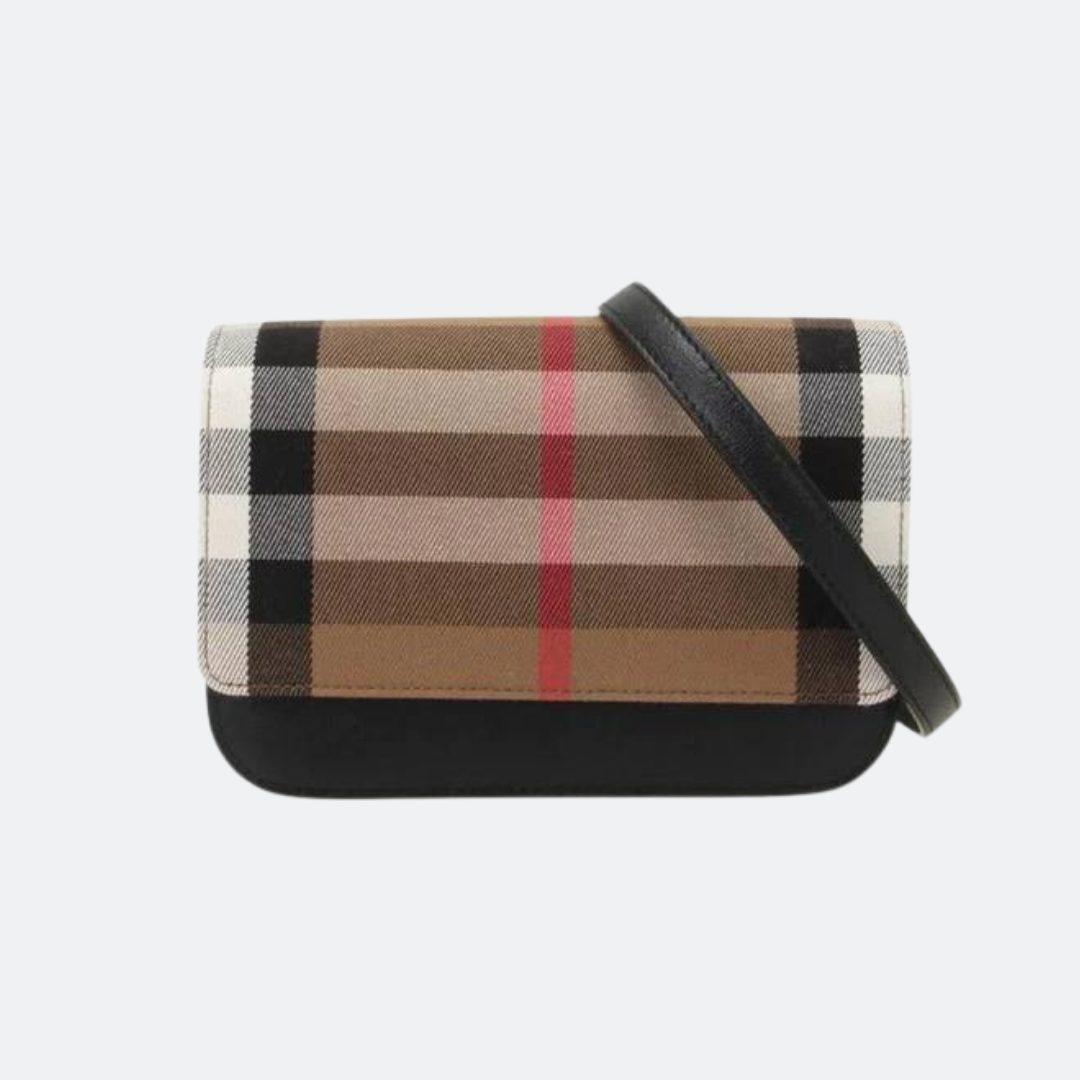 Burberry Madison Check Design Beige-Black Shoulder Bag