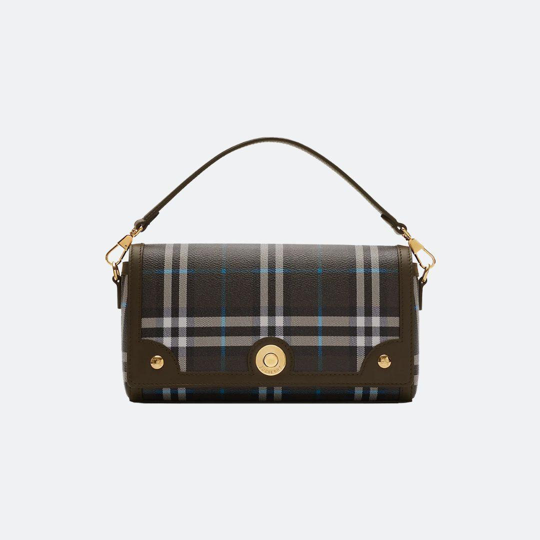 Burberry Note Check Designed Brown Small Shoulder/Clutch Bag