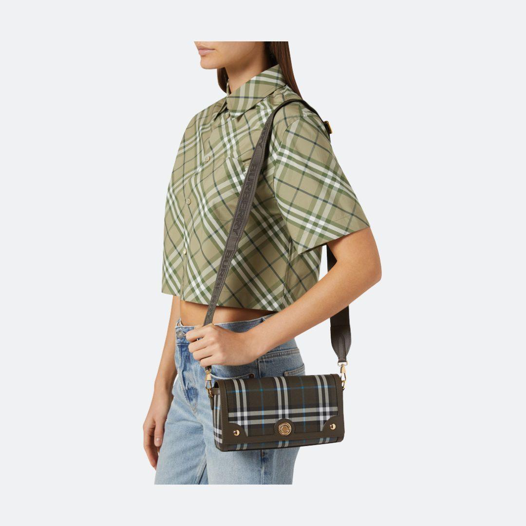 Burberry Note Check Designed Brown Small Shoulder/Clutch Bag alternate