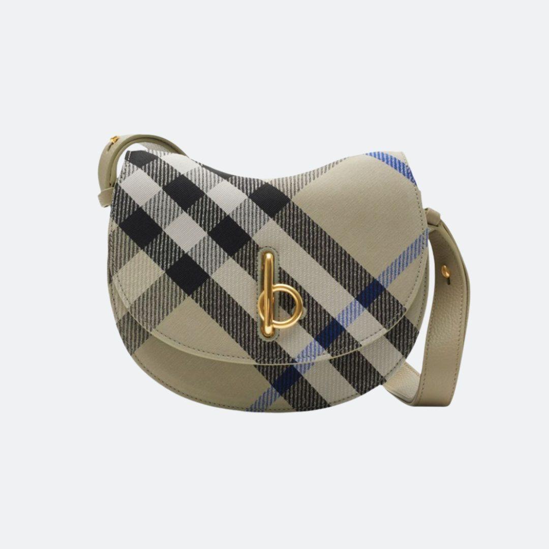 Burberry Rocking Horse Beige Check Design Shoulder Bag