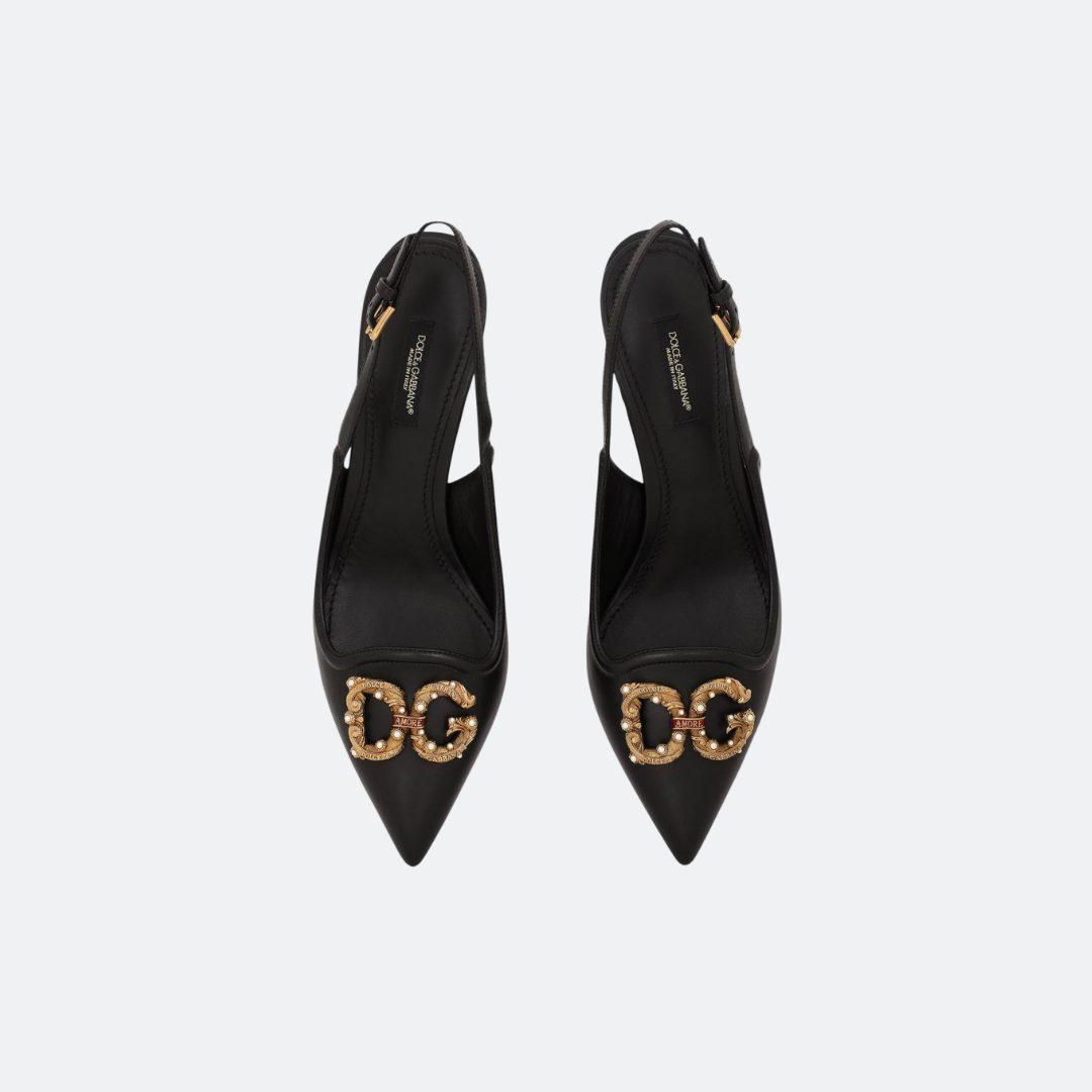 Dolce & Gabbana Amore Black Leather Slingback Pumps alternate