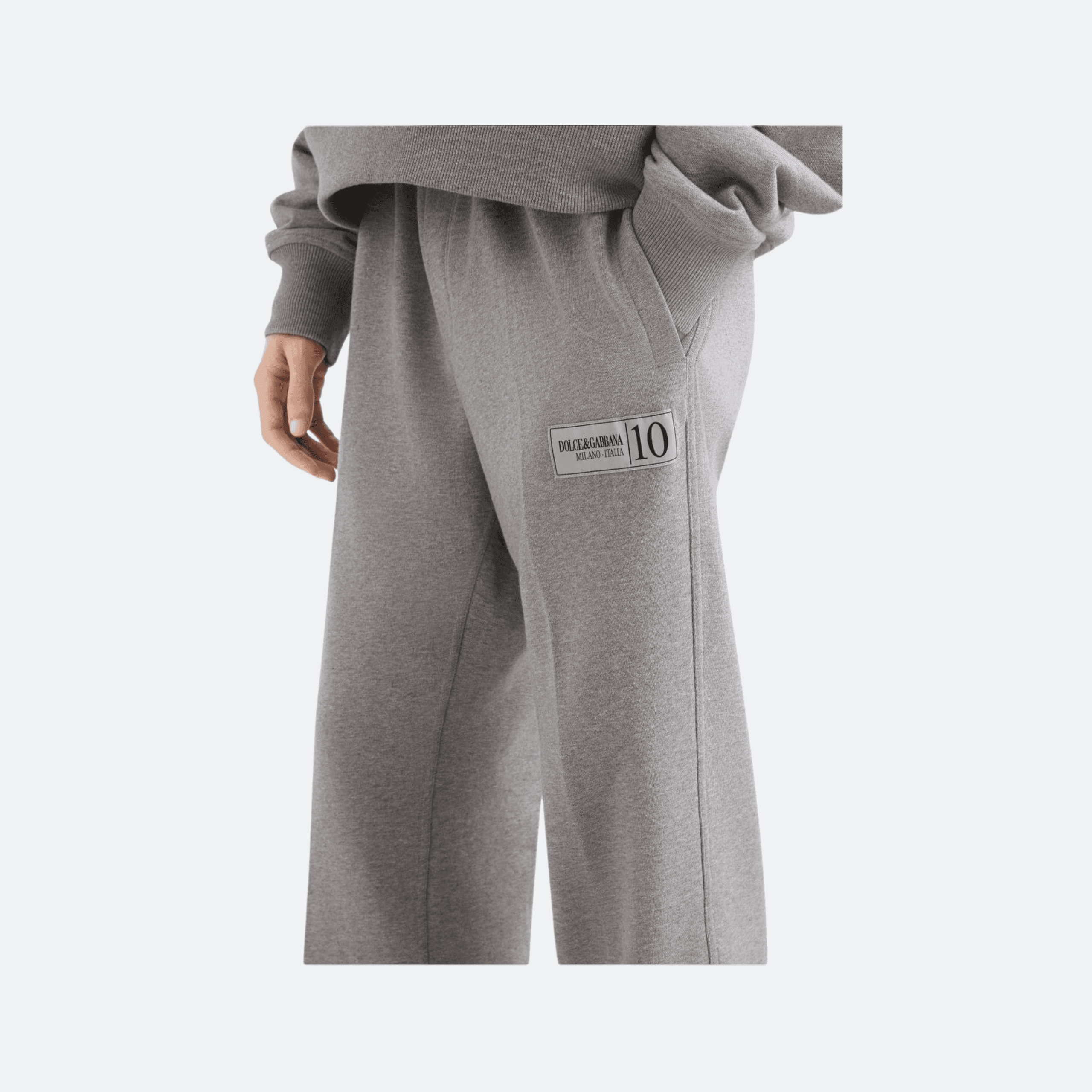 Dolce & Gabbana Logo-Patch Cotton Jogger Pants – Grey Mélange alternate