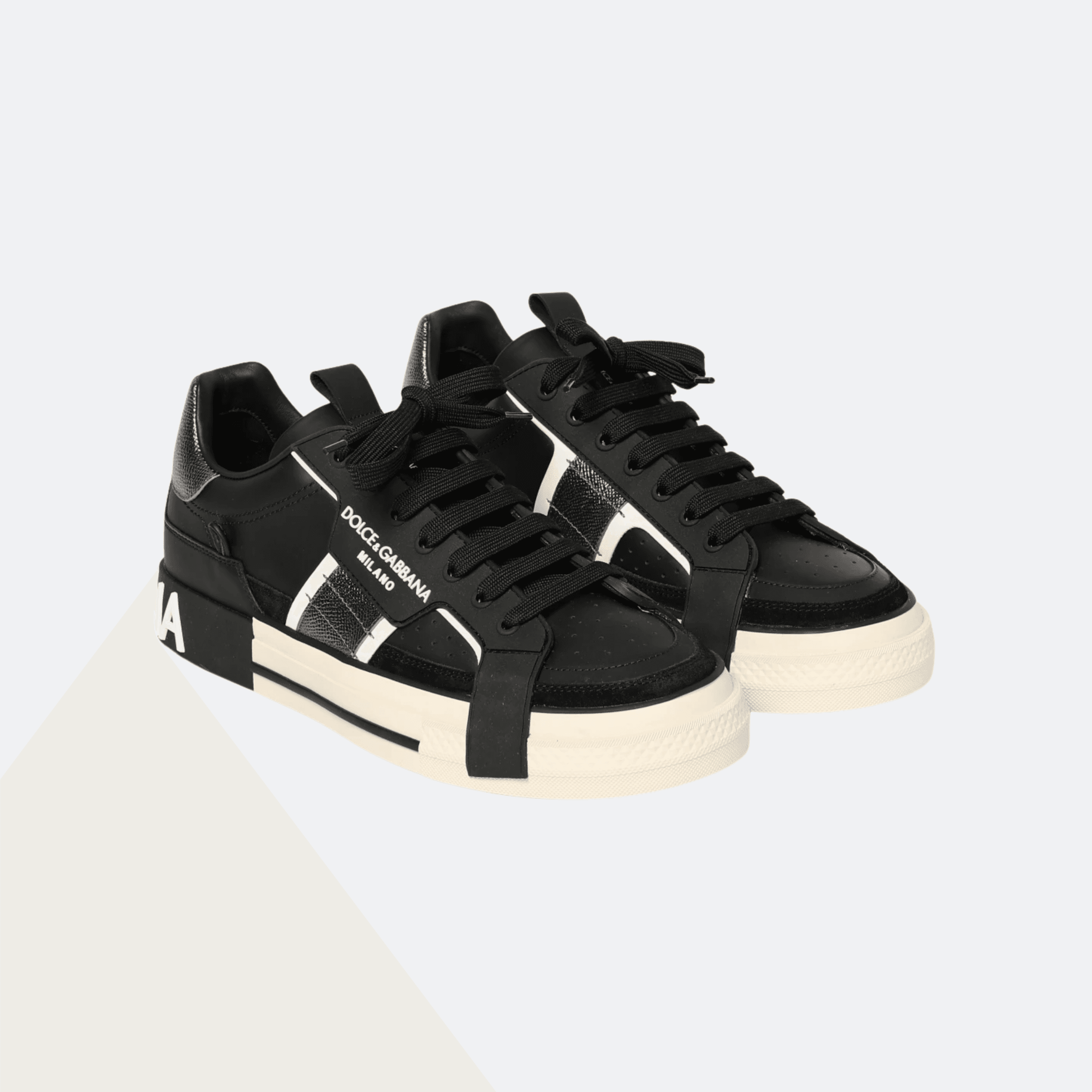 Dolce & Gabbana Logo-Strap Leather Sneakers – Black alternate