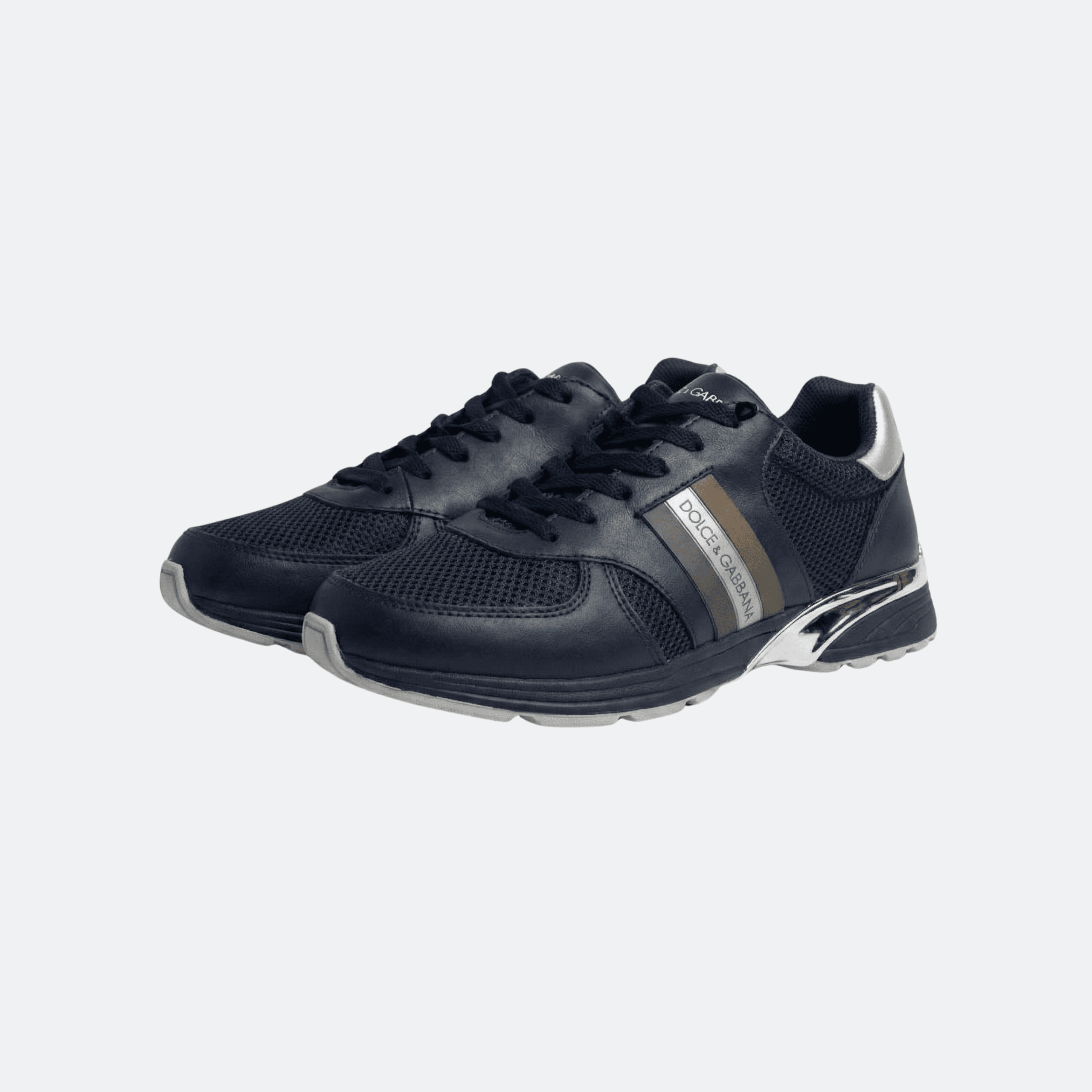 Dolce & Gabbana Low-Top Leather & Mesh Sneakers with Metallic Heel Detail for Men – Navy Blue alternate