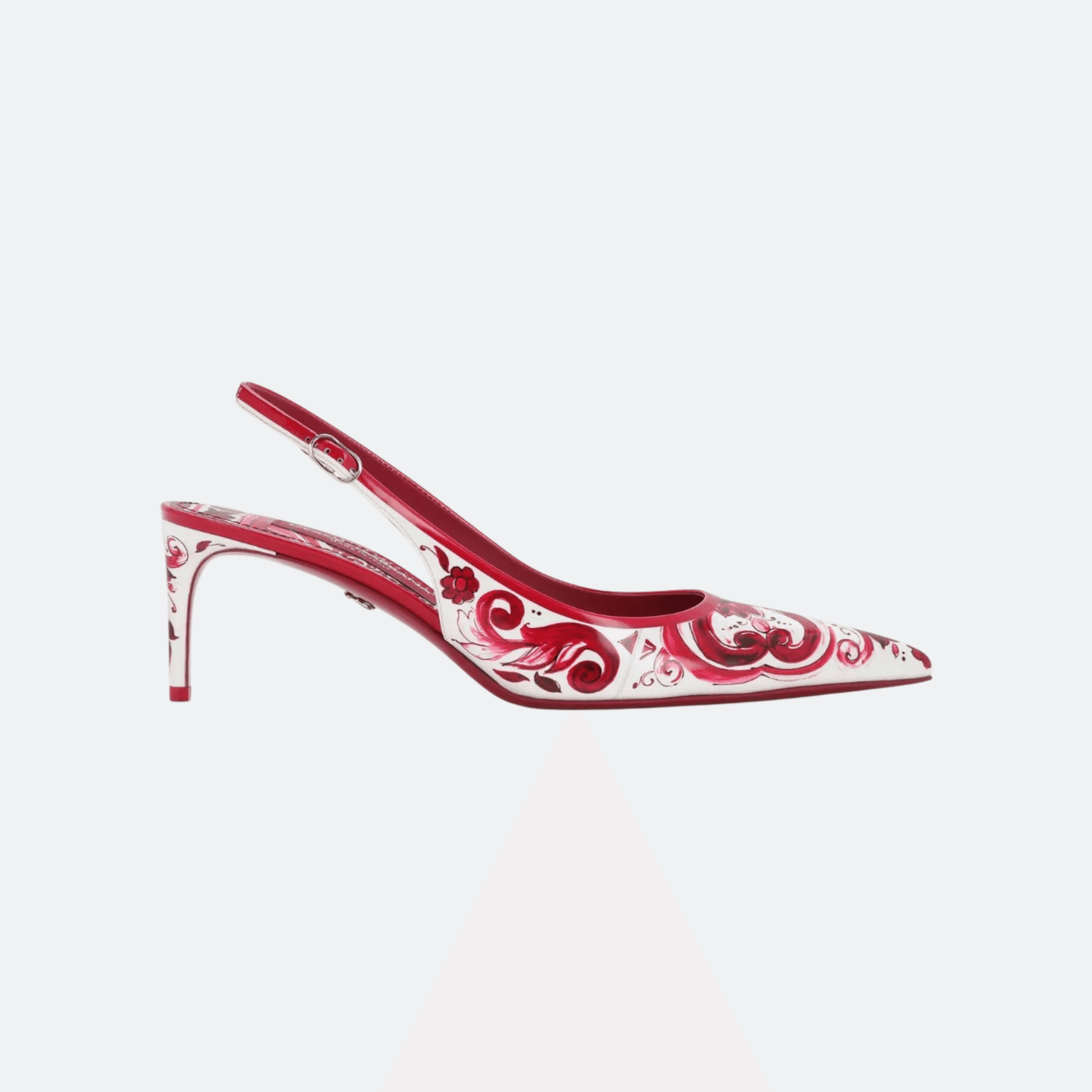 Dolce & Gabbana Majolica-Print Slingback Pumps - Red
