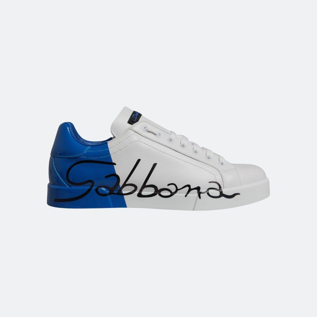 Dolce & Gabbana Portofino White-Blue Low Top Women Sneakers