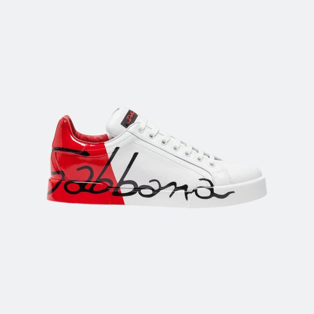Dolce & Gabbana Portofino White-Red Low Top Women Sneakers