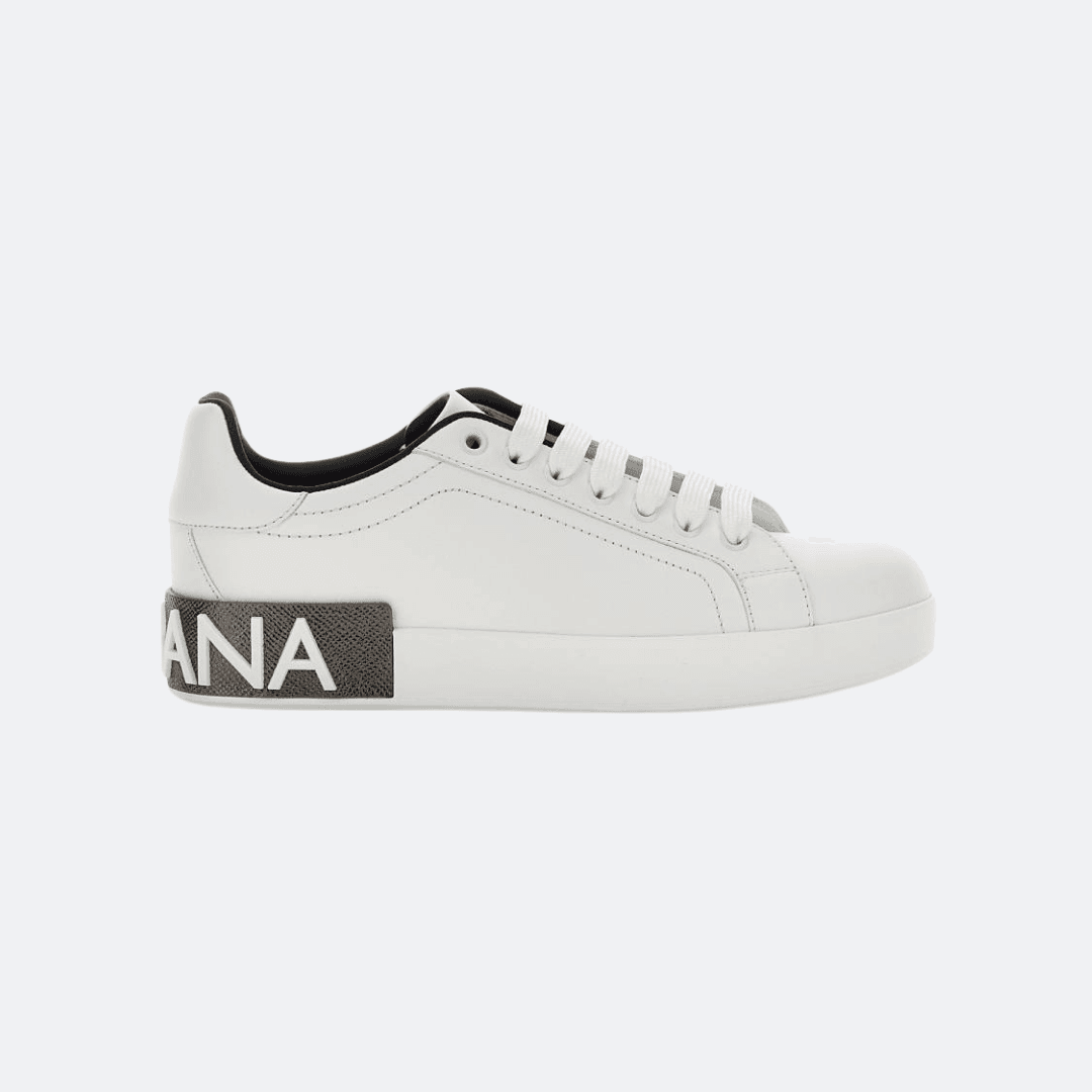 Dolce & Gabbana Portofino White Text Logo Women Sneakers