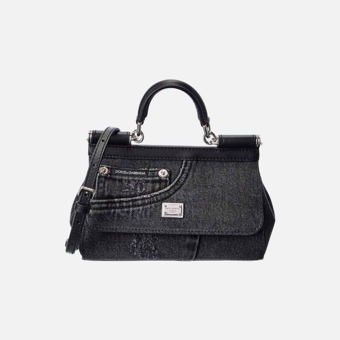 Dolce & Gabbana Sicily Denim Black Mini Shoulder Bag