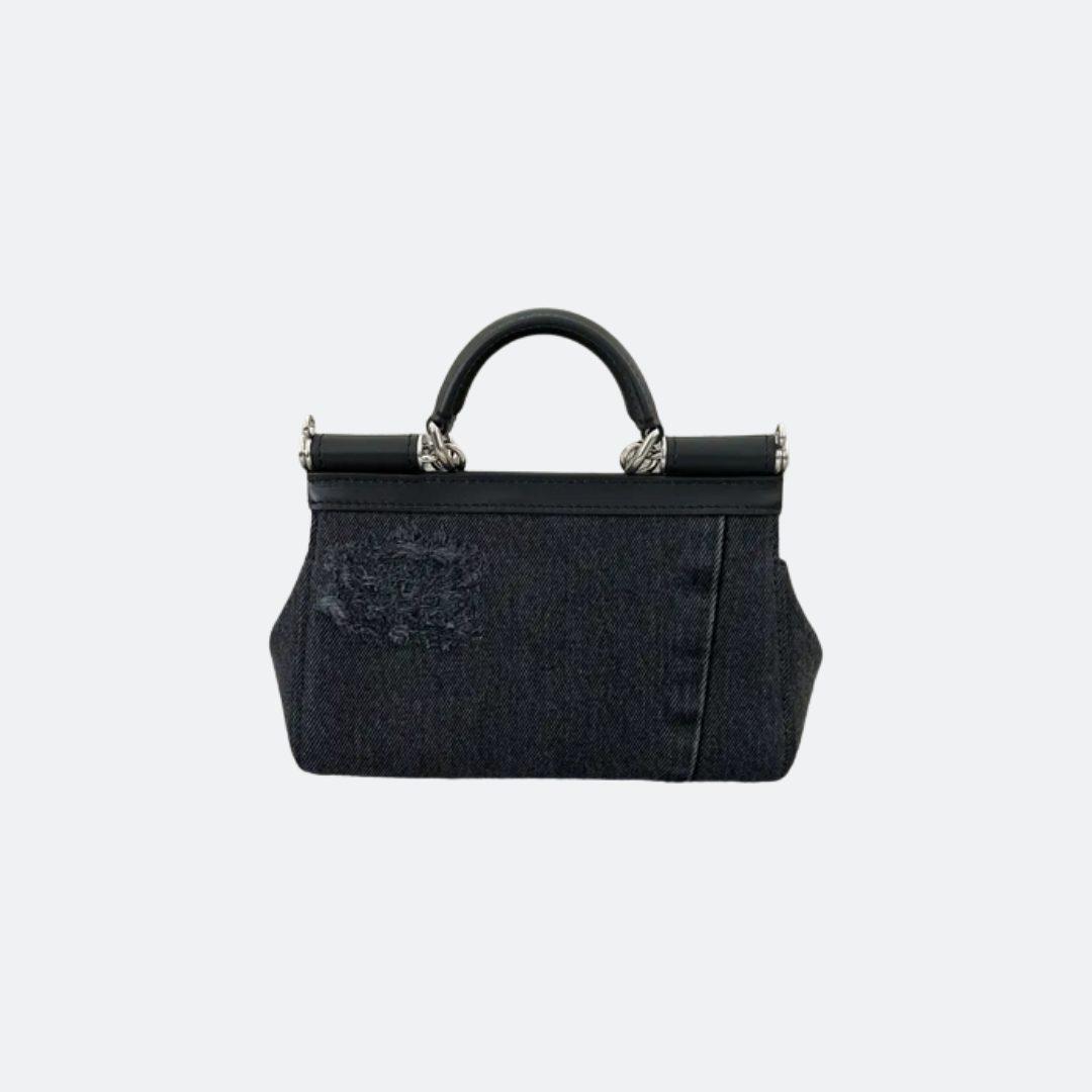 Dolce & Gabbana Sicily Denim Black Mini Shoulder Bag alternate