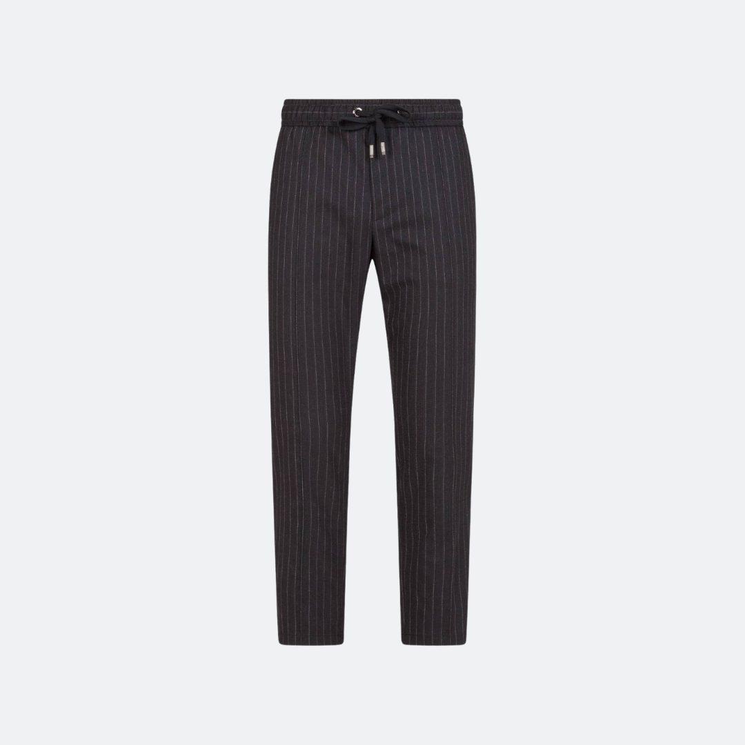 Dolce & Gabbana Wool Black with Stripes Men Jogging Pants