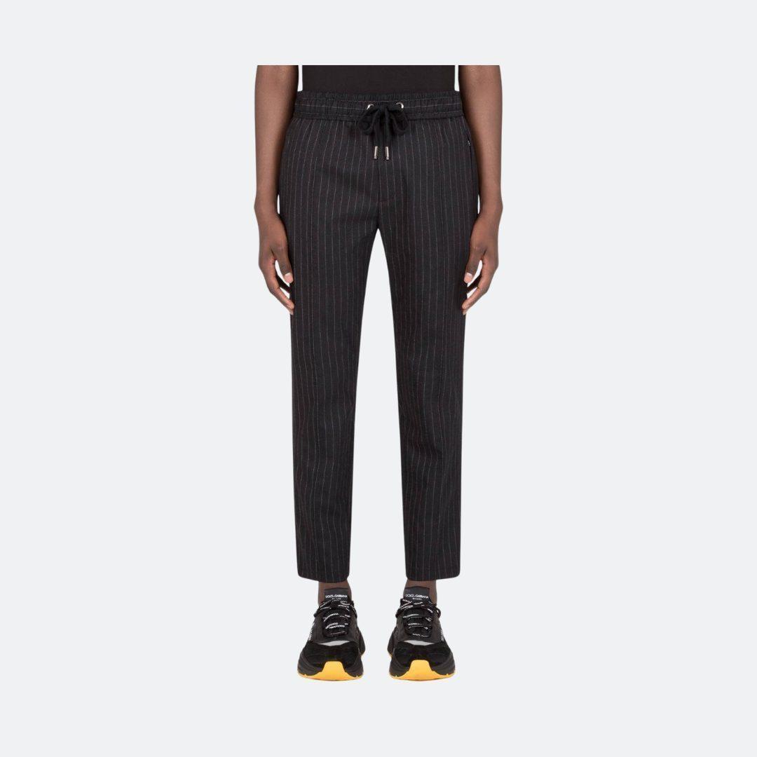 Dolce & Gabbana Wool Black with Stripes Men Jogging Pants alternate