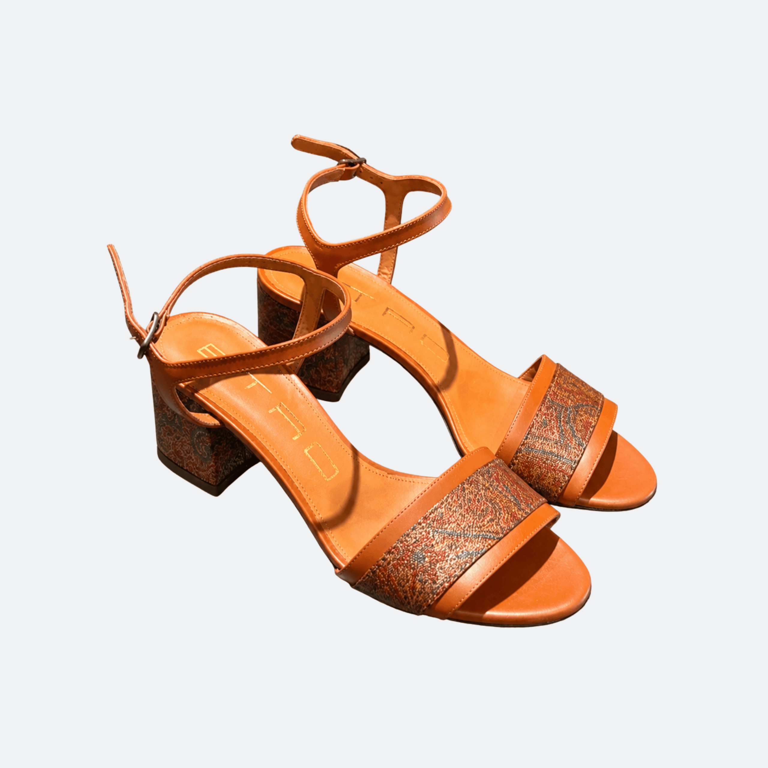 Etro Paisley Block Heel Sandals for Women - Tan Paisley alternate