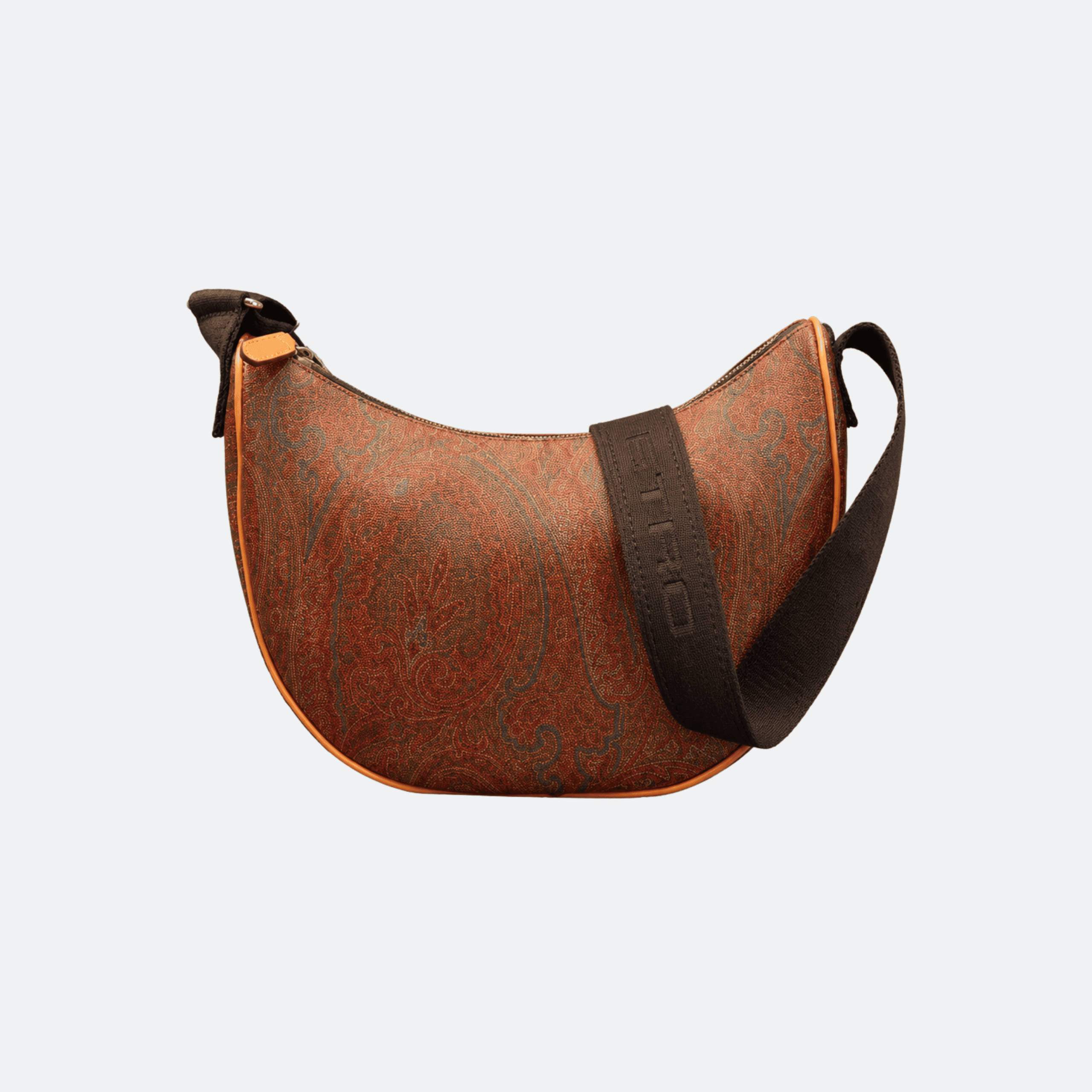 Etro Paisley Leather Shoulder Bag for Women - Burgundy/Tan