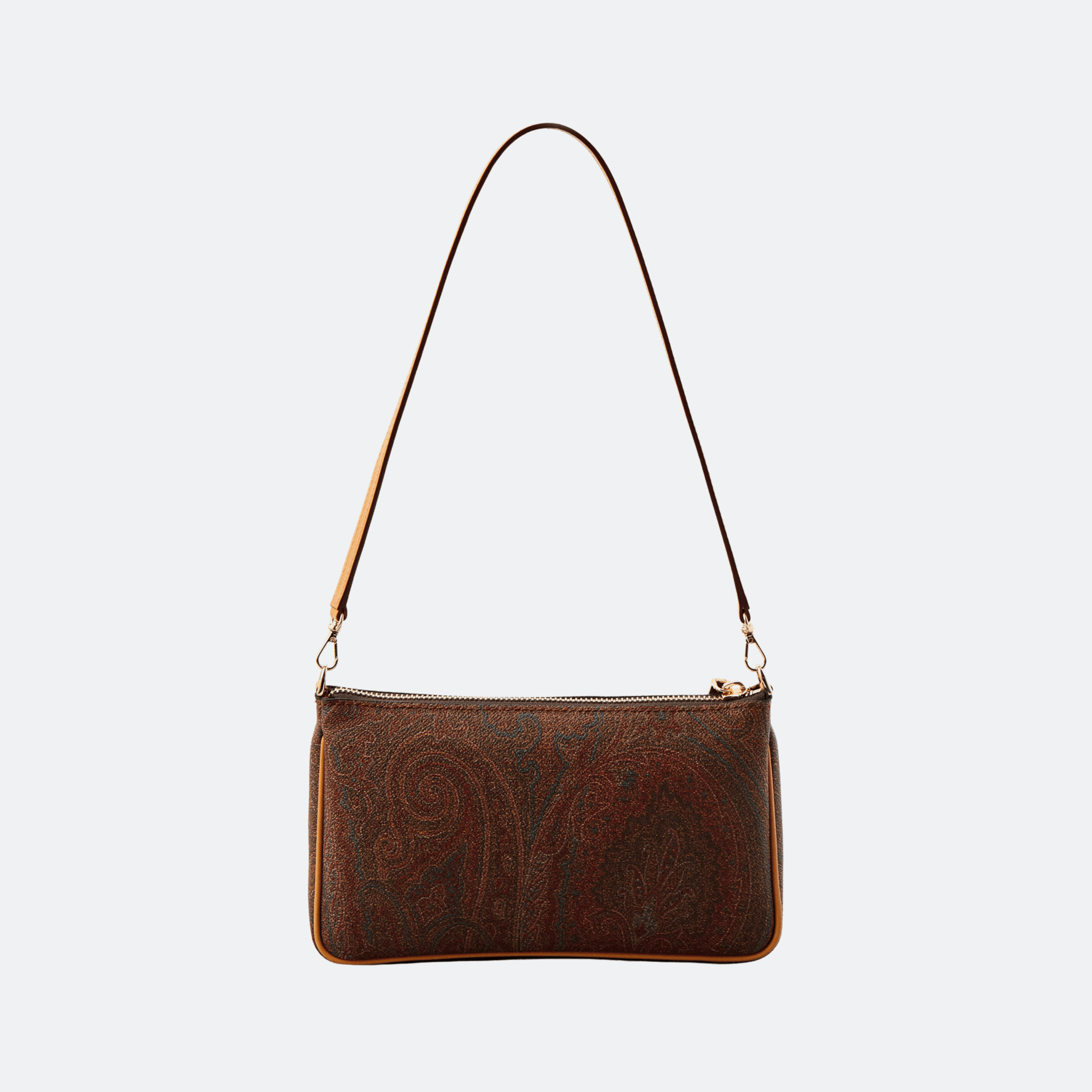 Etro Paisley Leather Shoulder Bag for Women - Burgundy/Tan