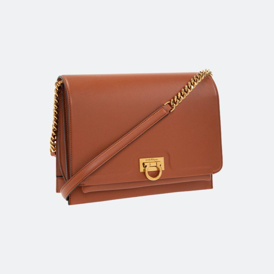 Ferragamo Brown Trifolio Flap Bag