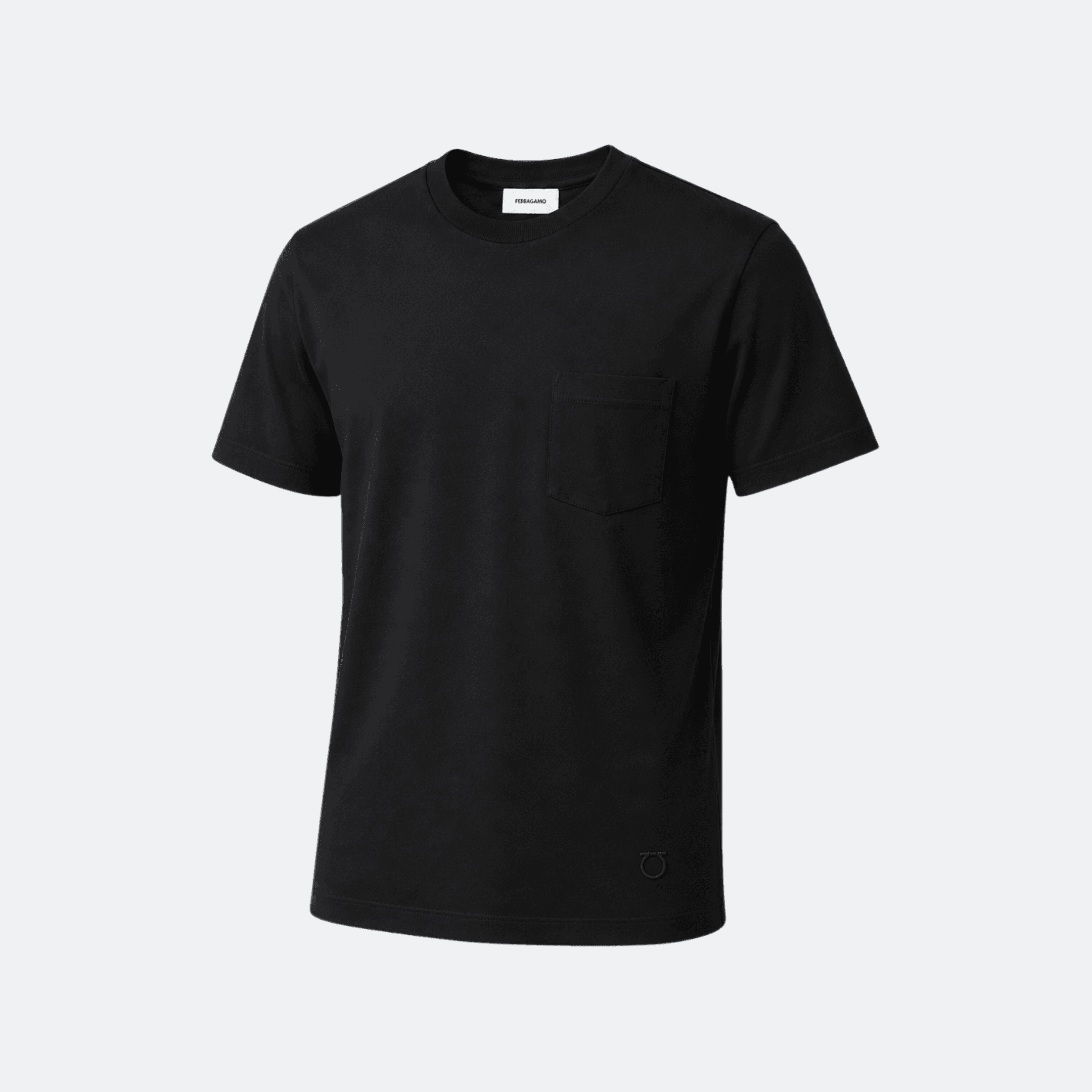 Ferragamo Cotton Jersey T-Shirt for Men with Chest Pocket - Black