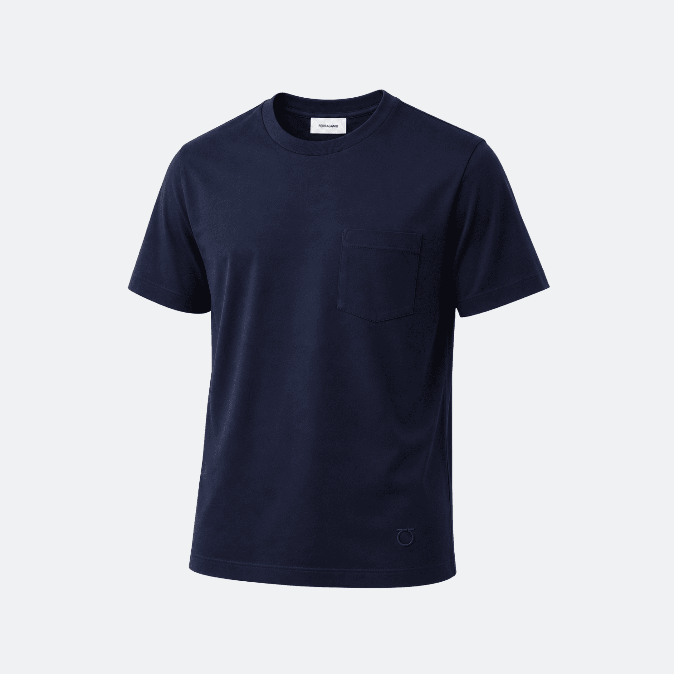 Ferragamo Cotton Jersey T-Shirt for Men with Chest Pocket - Navy
