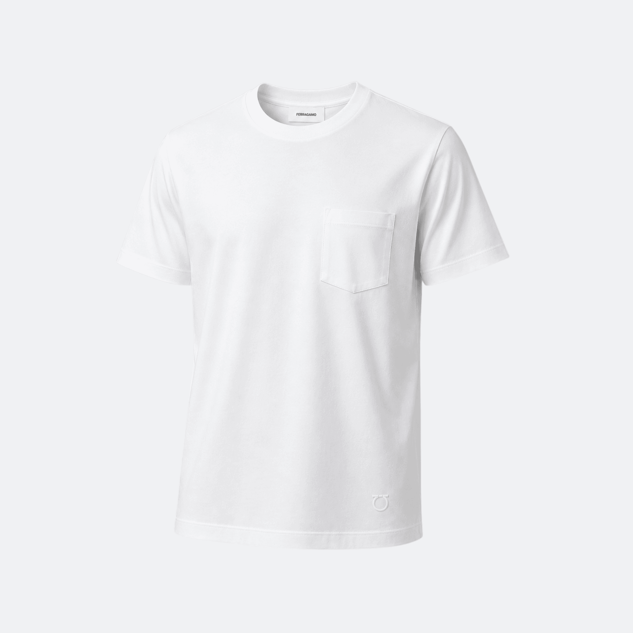 Ferragamo Cotton Jersey T-Shirt for Men with Chest Pocket - White