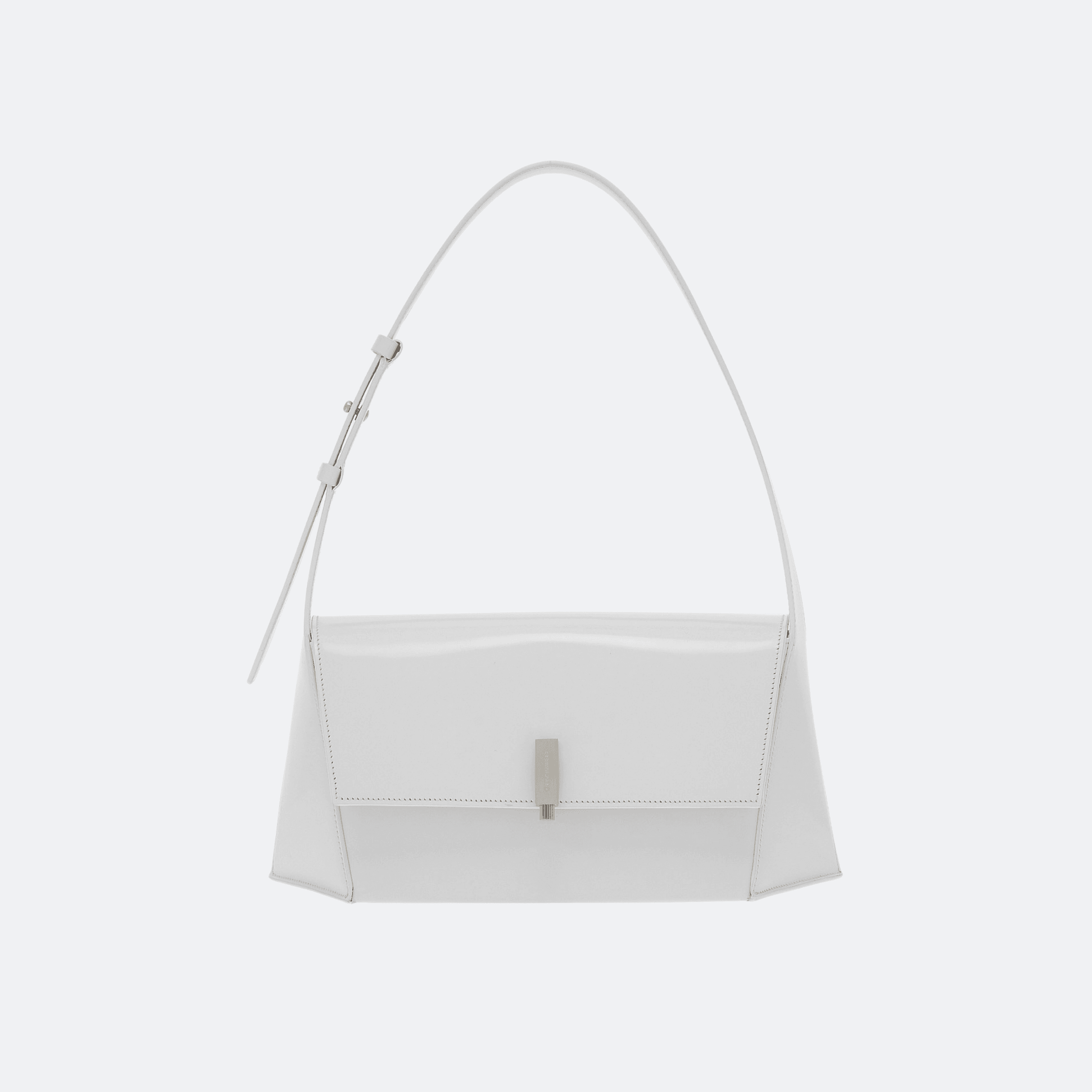 Ferragamo Geometric White Medium Leather Shoulder Bag