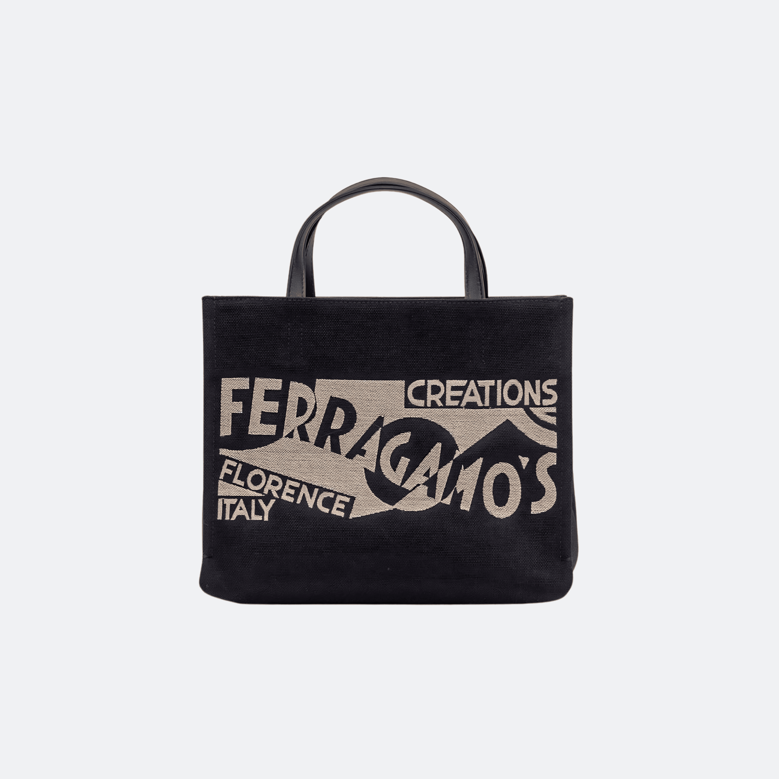 Ferragamo Logo Embroidered Tote Bag - Black