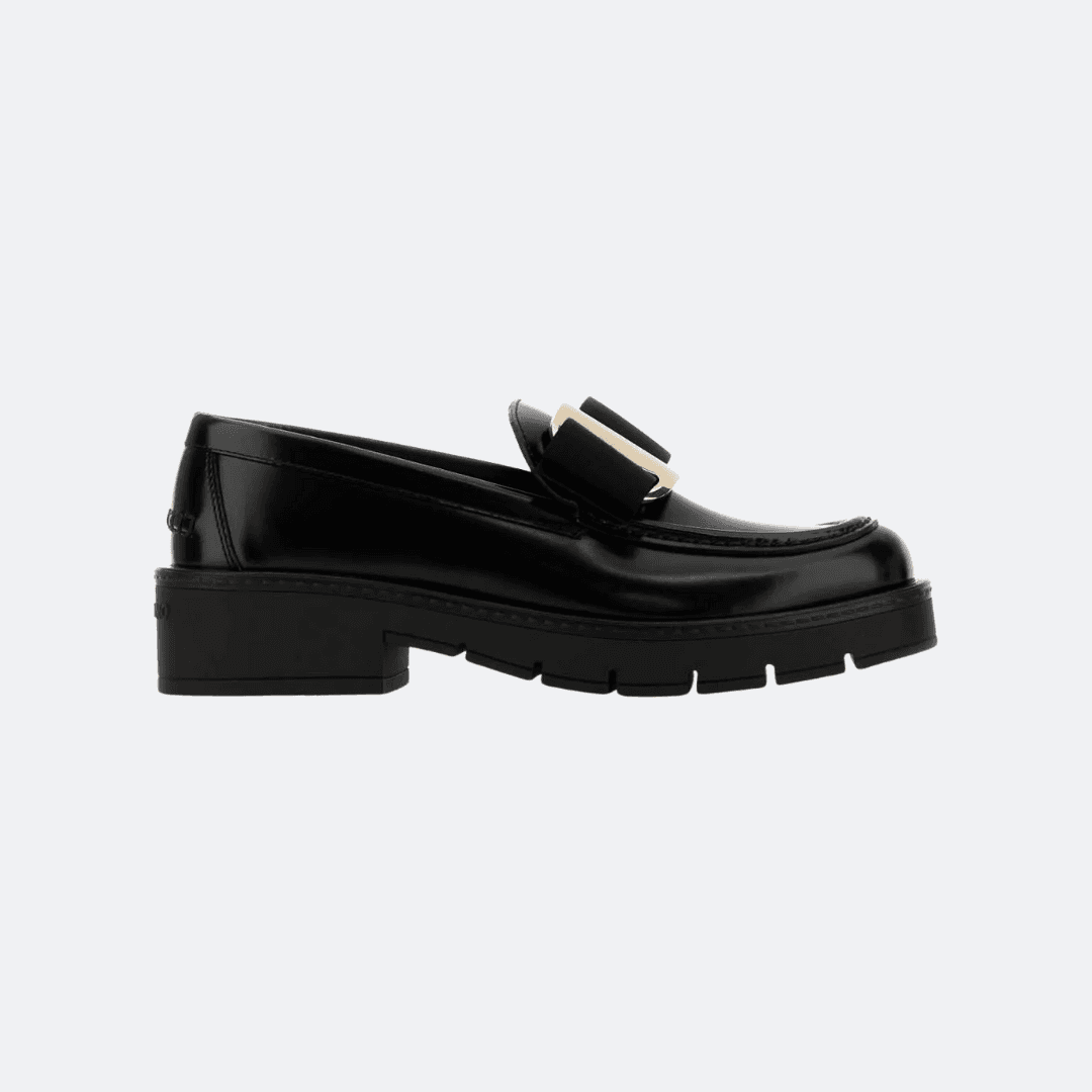 Ferragamo Mirty Black Leather Women Loafers