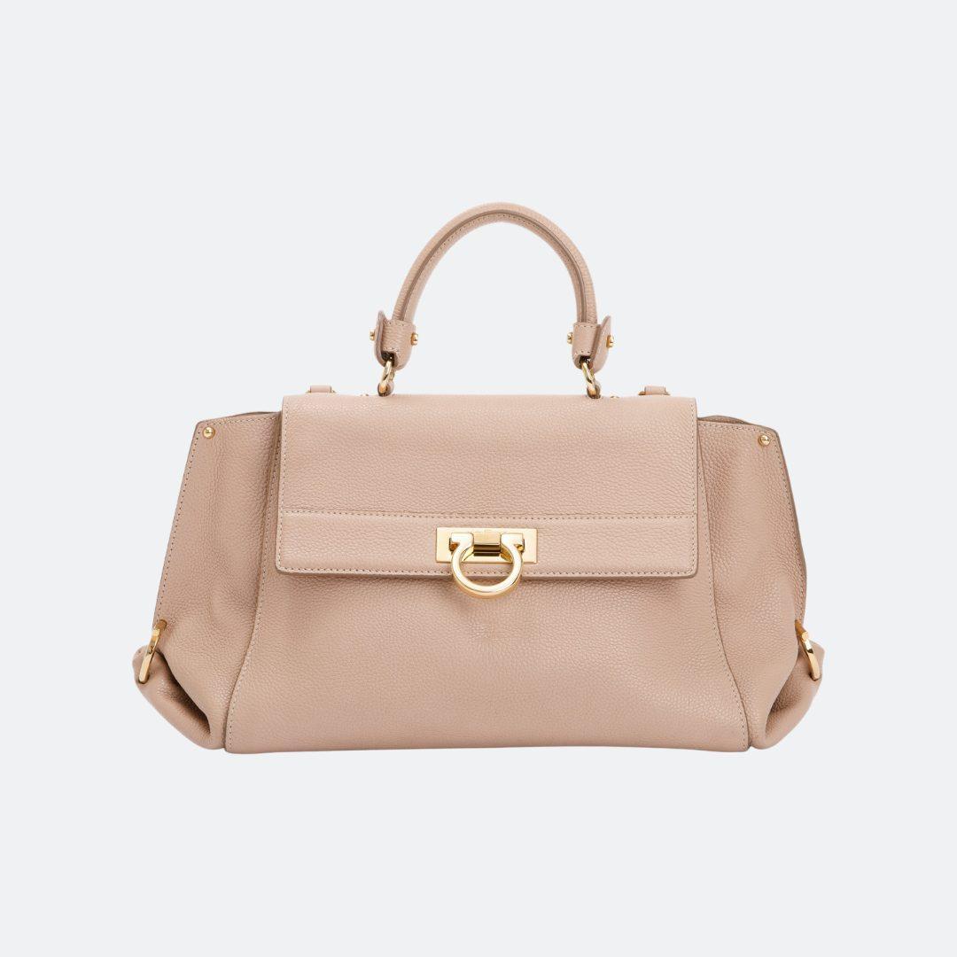 Ferragamo Sofia Beige Medium Leather Handle Bag