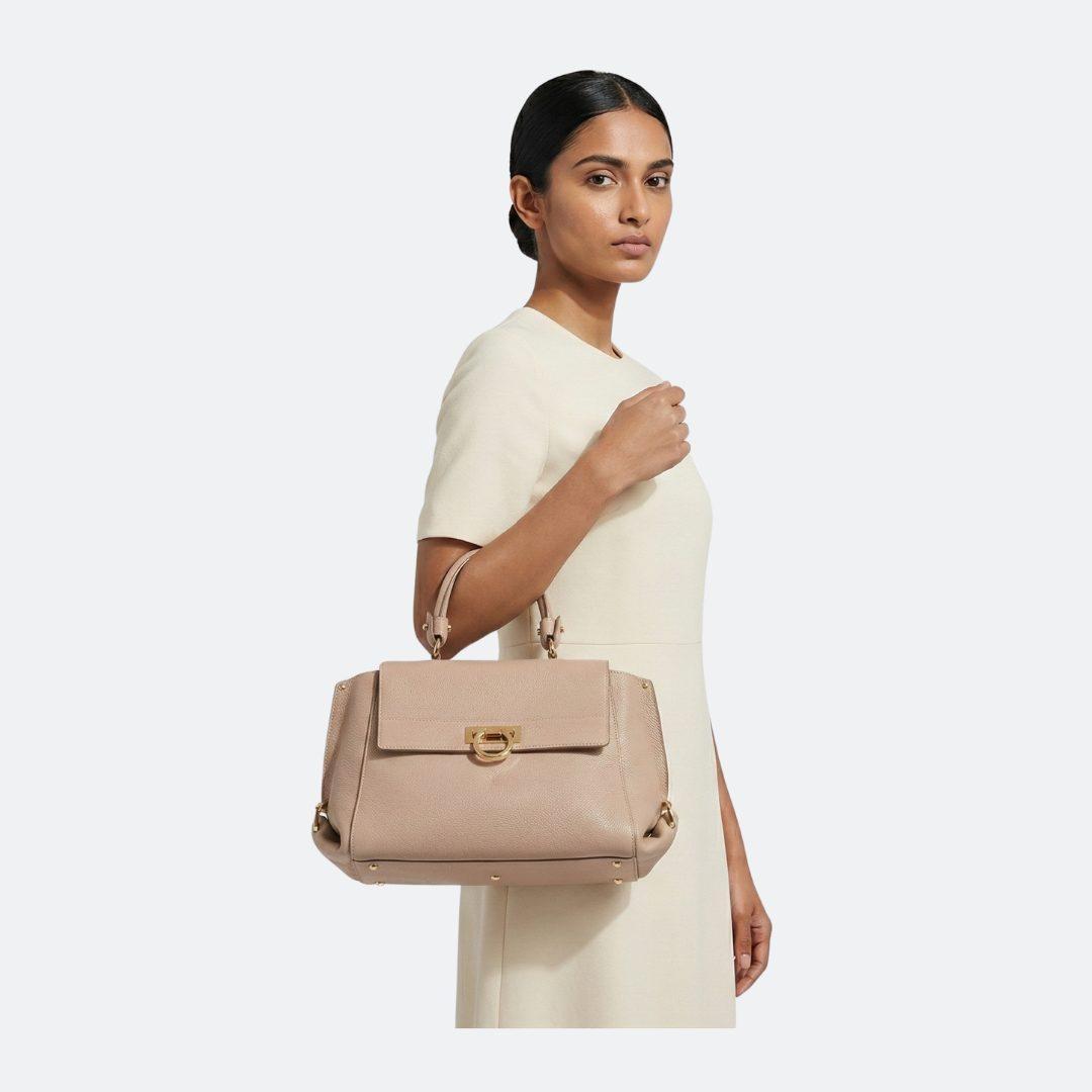 Ferragamo Sofia Beige Medium Leather Handle Bag alternate