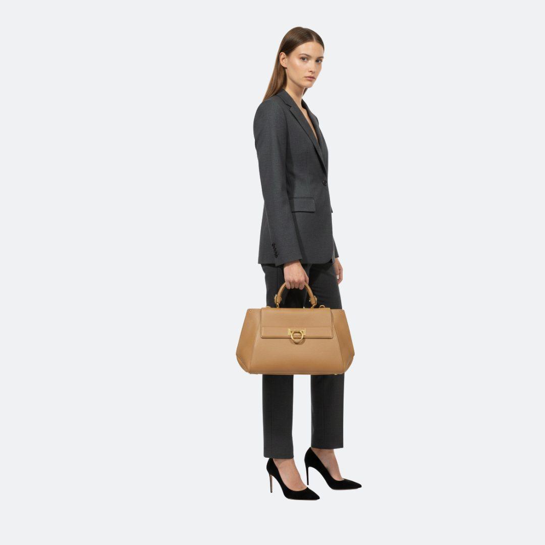 Ferragamo Sofia Camel Medium Leather Top Handle Bag alternate