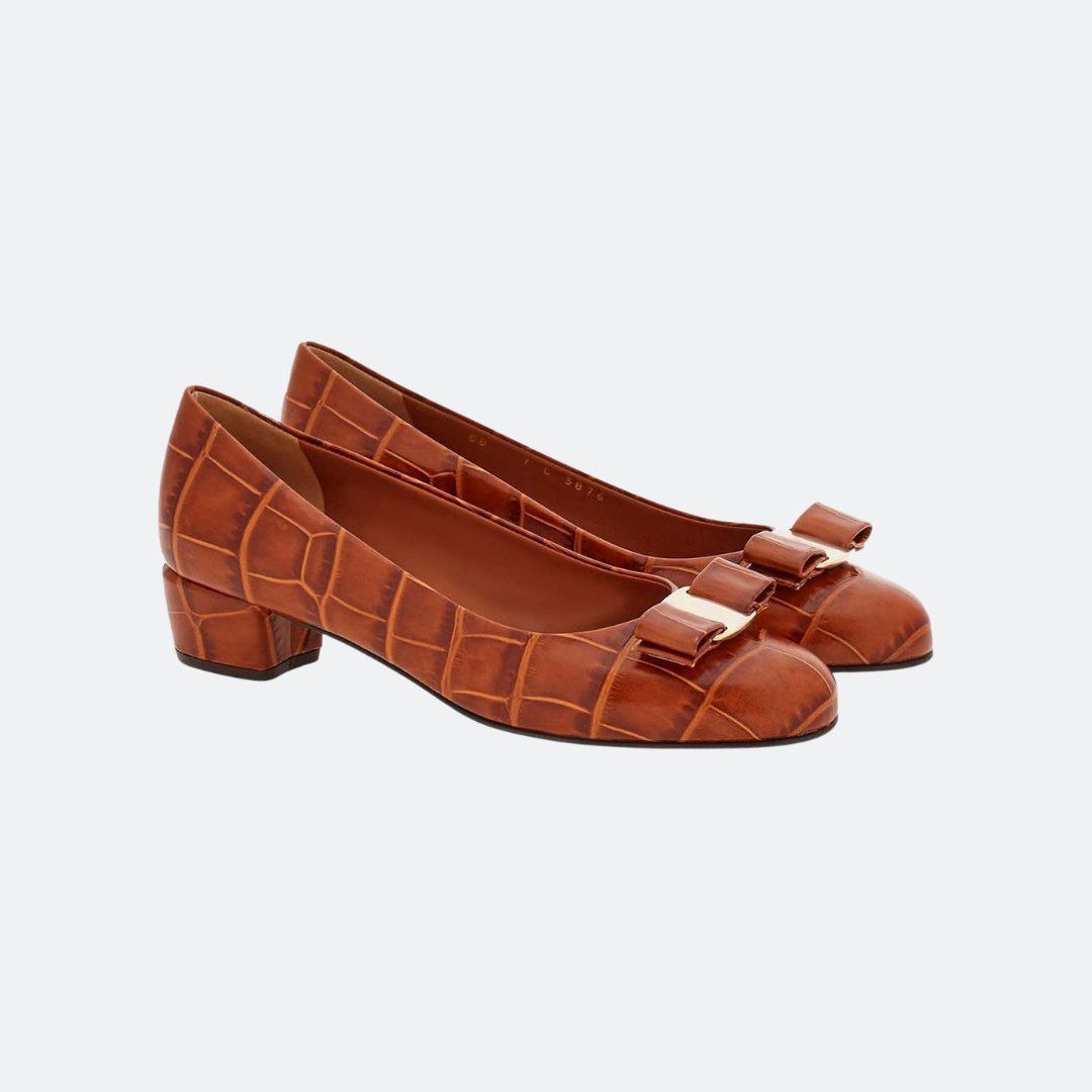 Ferragamo Vara Croc Leather Pumps alternate